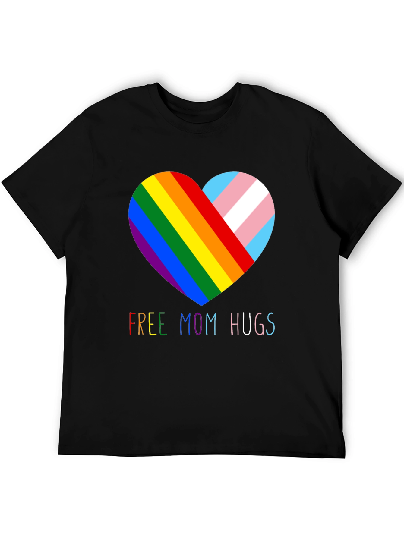 Free Mom Hugs LGBTQ+ Pride Rainbow Heart T-Shirt