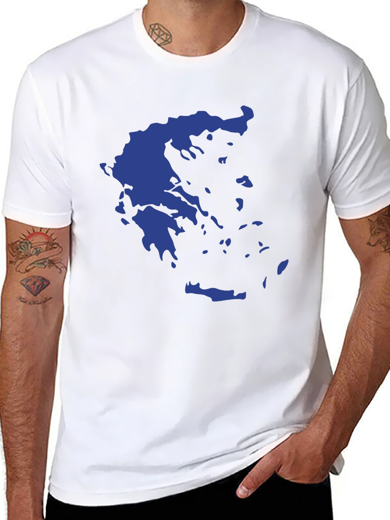 Greece Map Graphic Tee - Stylish Black T-Shirt