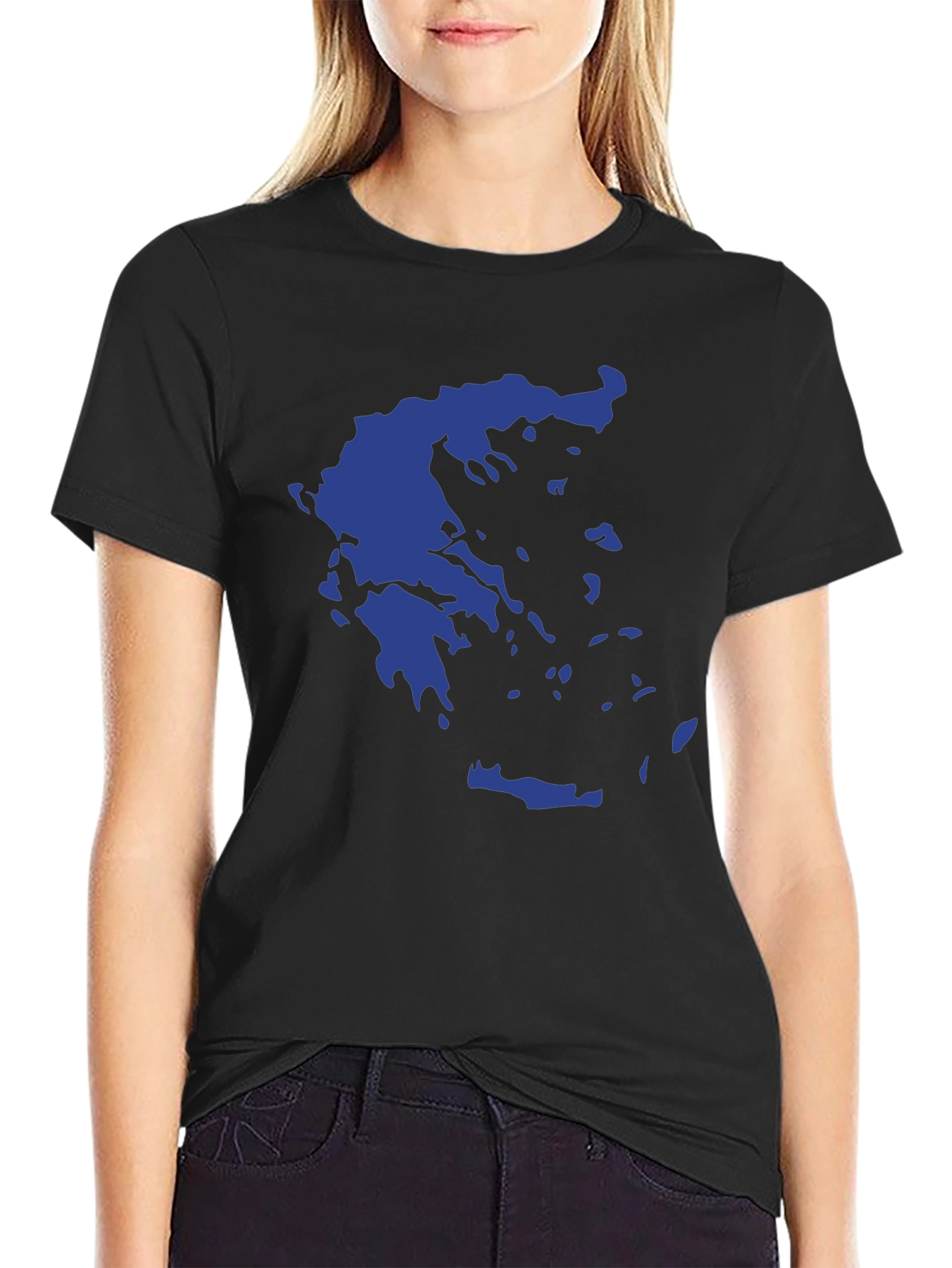 Greece Map Graphic Tee - Stylish Black T-Shirt