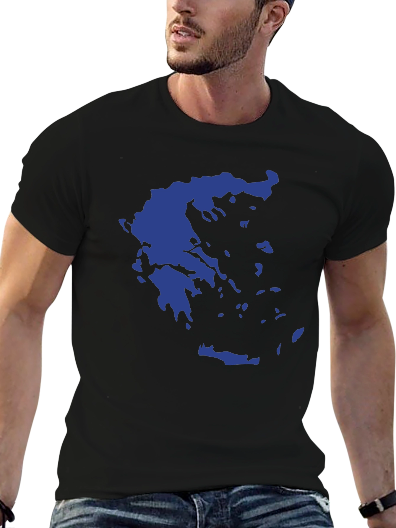 Greece Map Graphic Tee - Stylish Black T-Shirt