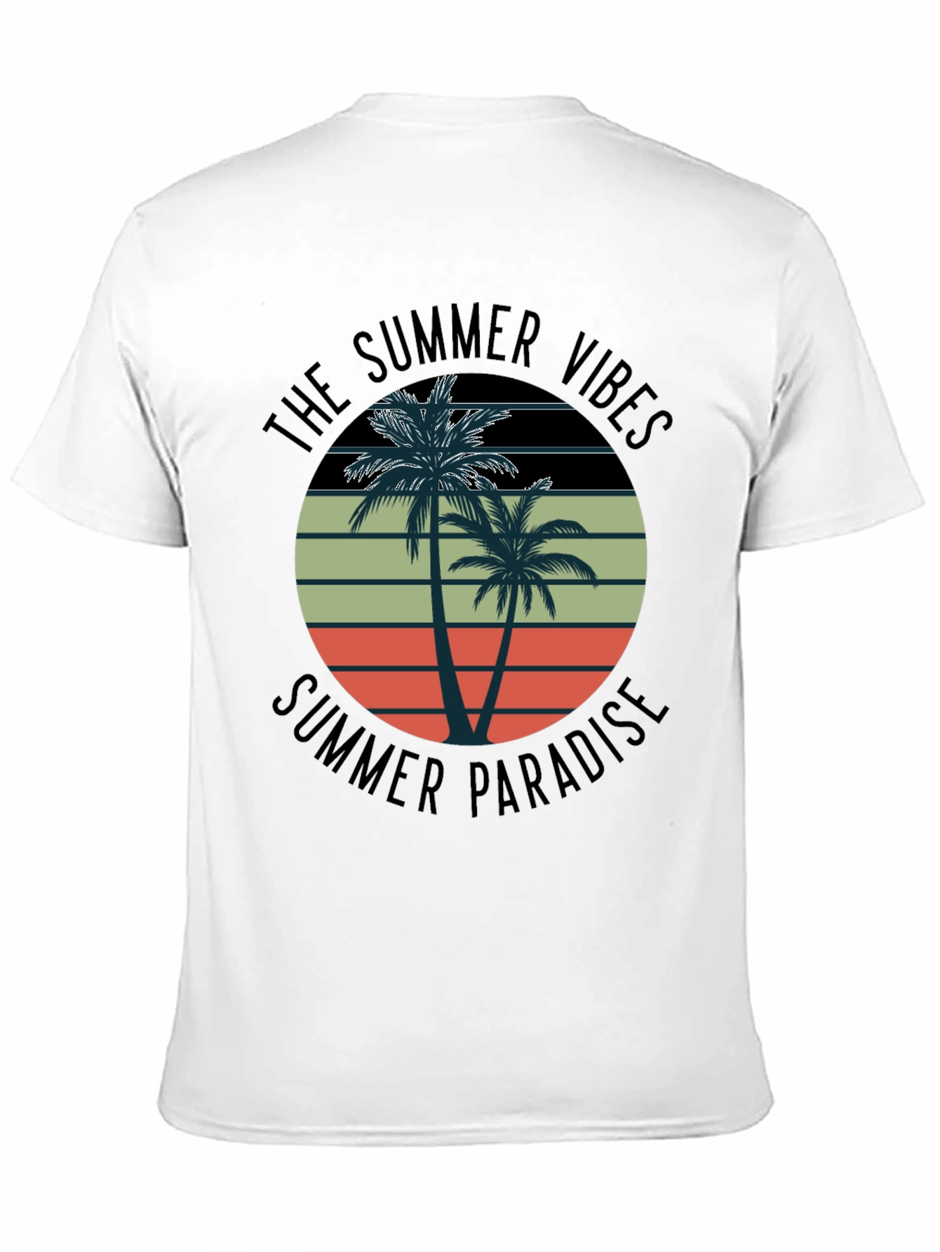 Summer Vibes Palm Tree Graphic Tee - Black