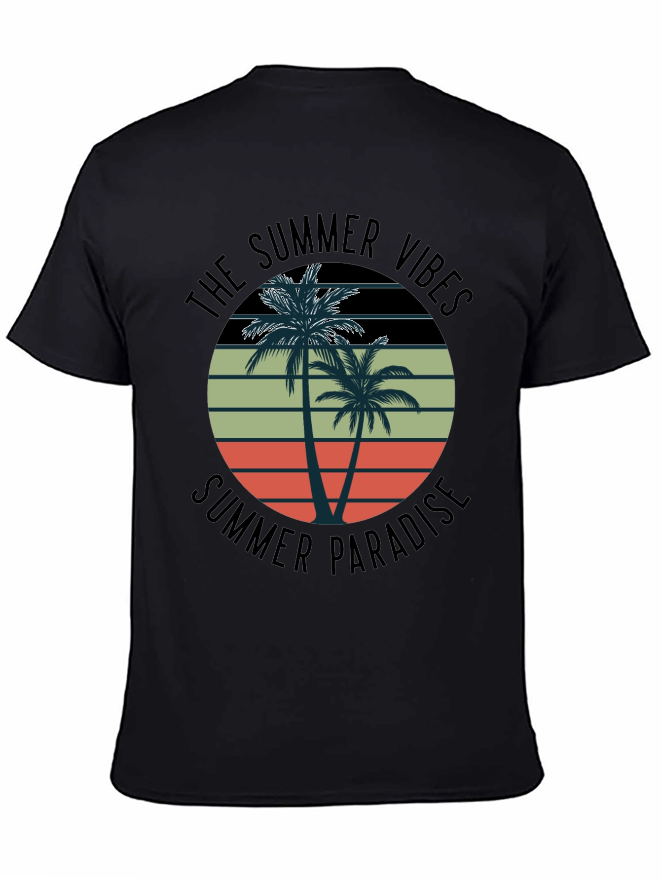 Summer Vibes Palm Tree Graphic Tee - Black