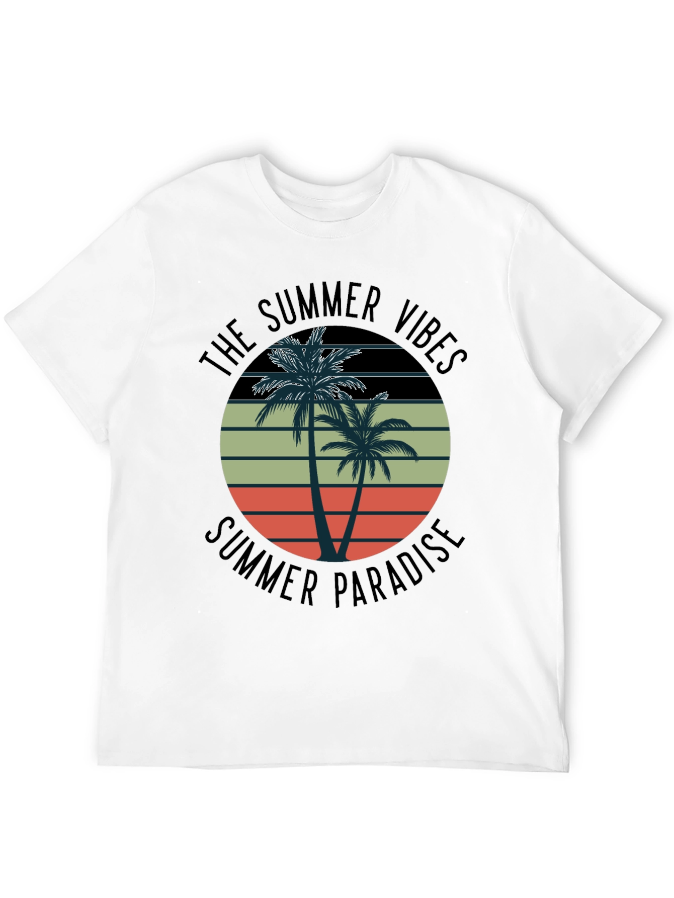 Summer Vibes Palm Tree Graphic Tee - Black