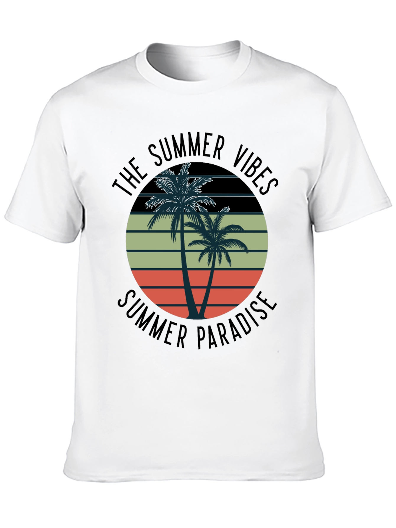 Summer Vibes Palm Tree Graphic Tee - Black