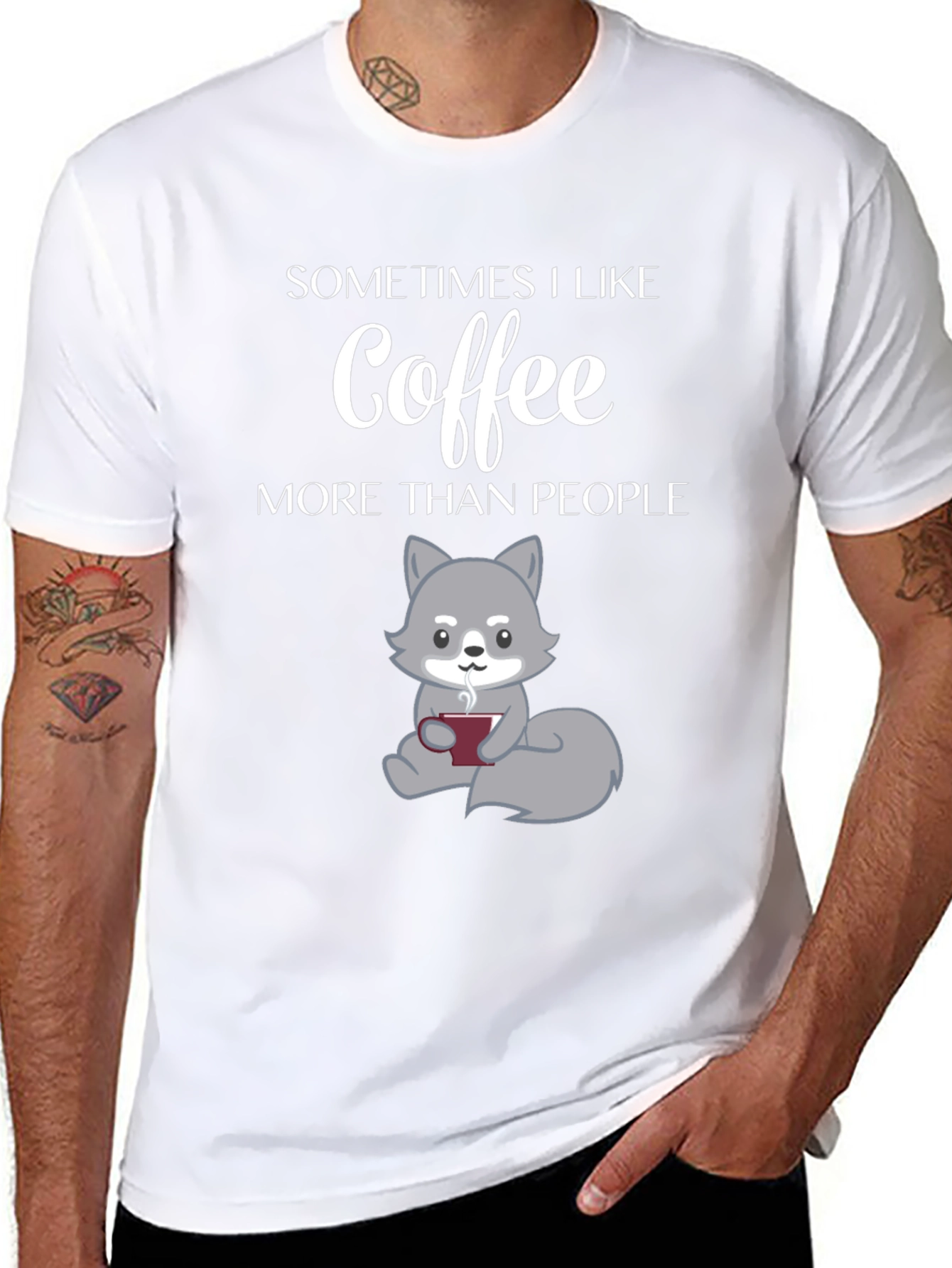 Coffee Lover T-Shirt - Wolf Design