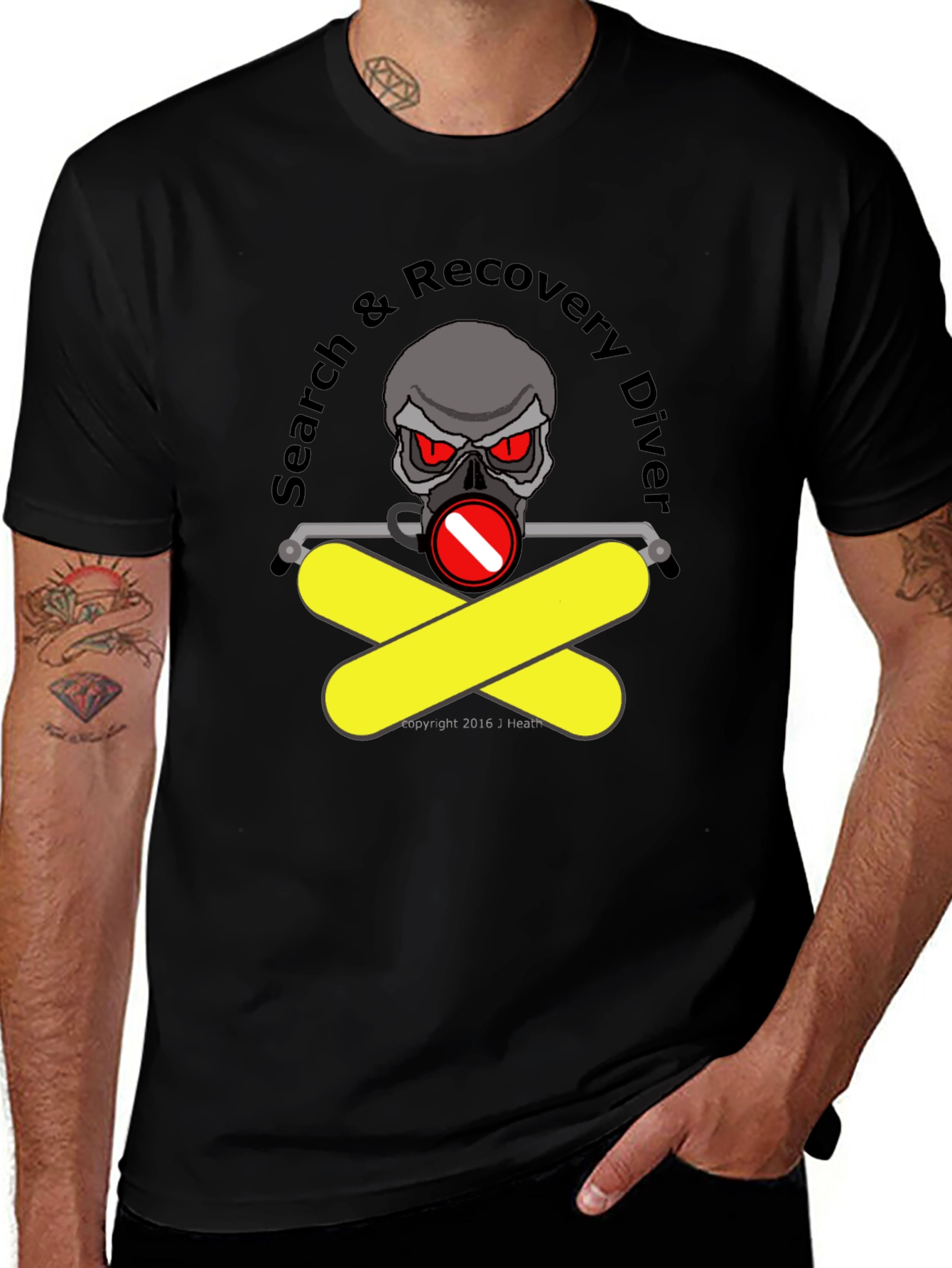 Search & Recovery Diver T-Shirt - Skull Design