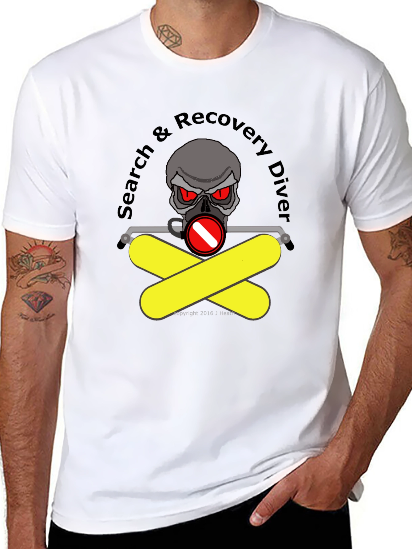 Search & Recovery Diver T-Shirt - Skull Design