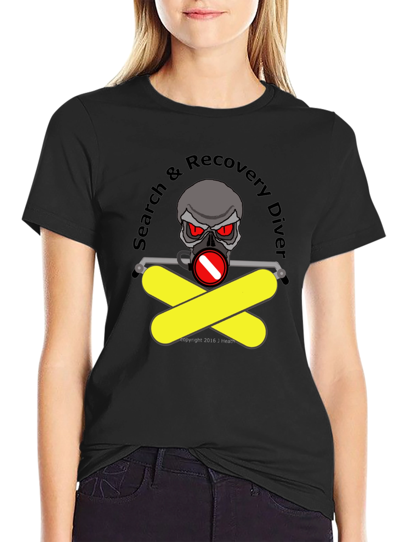 Search & Recovery Diver T-Shirt - Skull Design