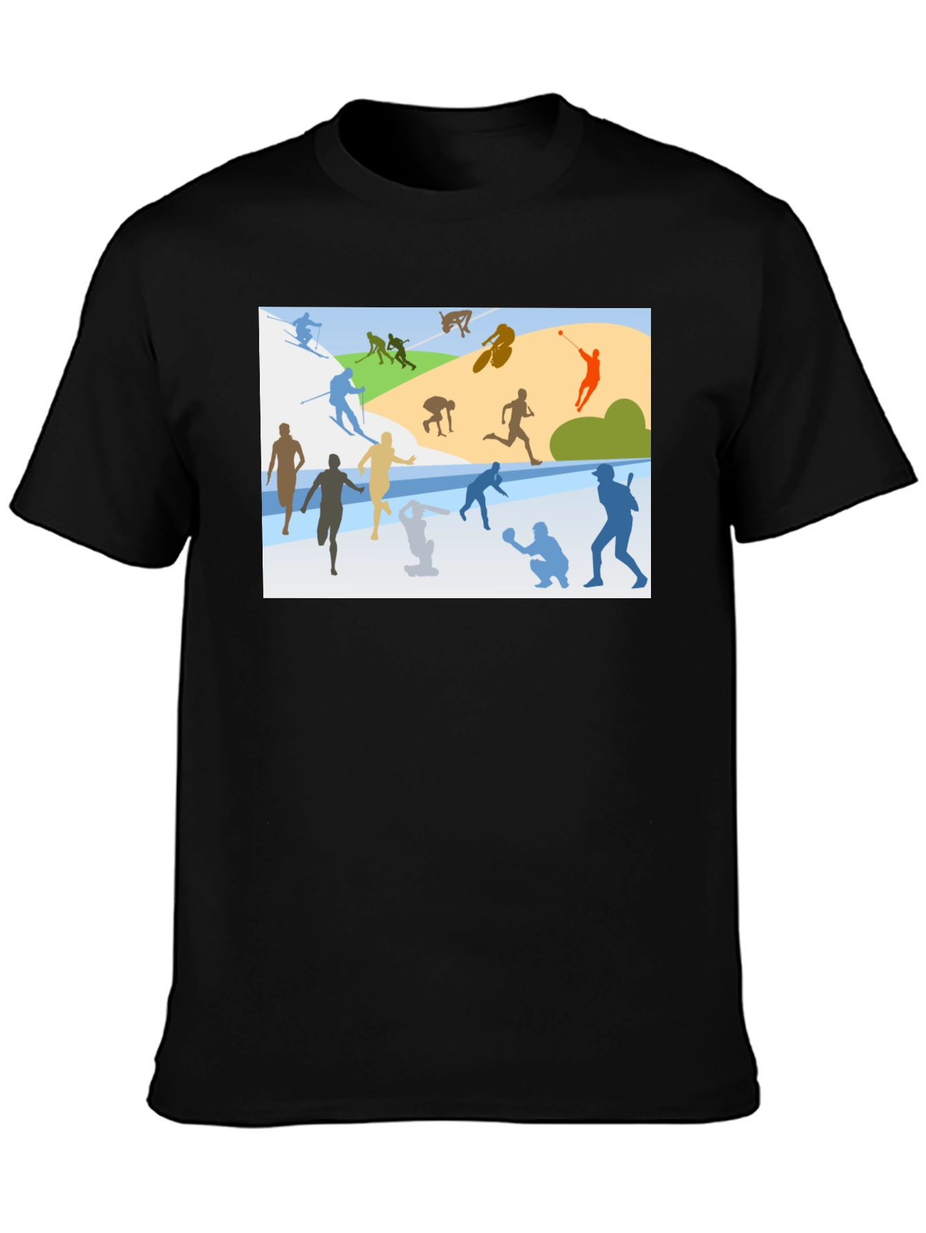 Sports Silhouette Graphic Black T-Shirt