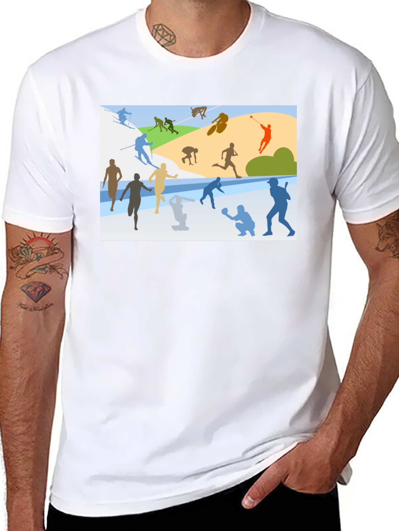 Sports Silhouette Graphic Black T-Shirt