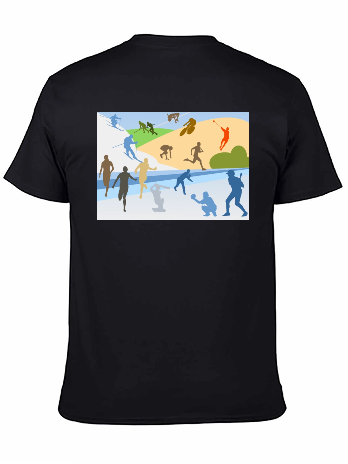 Sports Silhouette Graphic Black T-Shirt