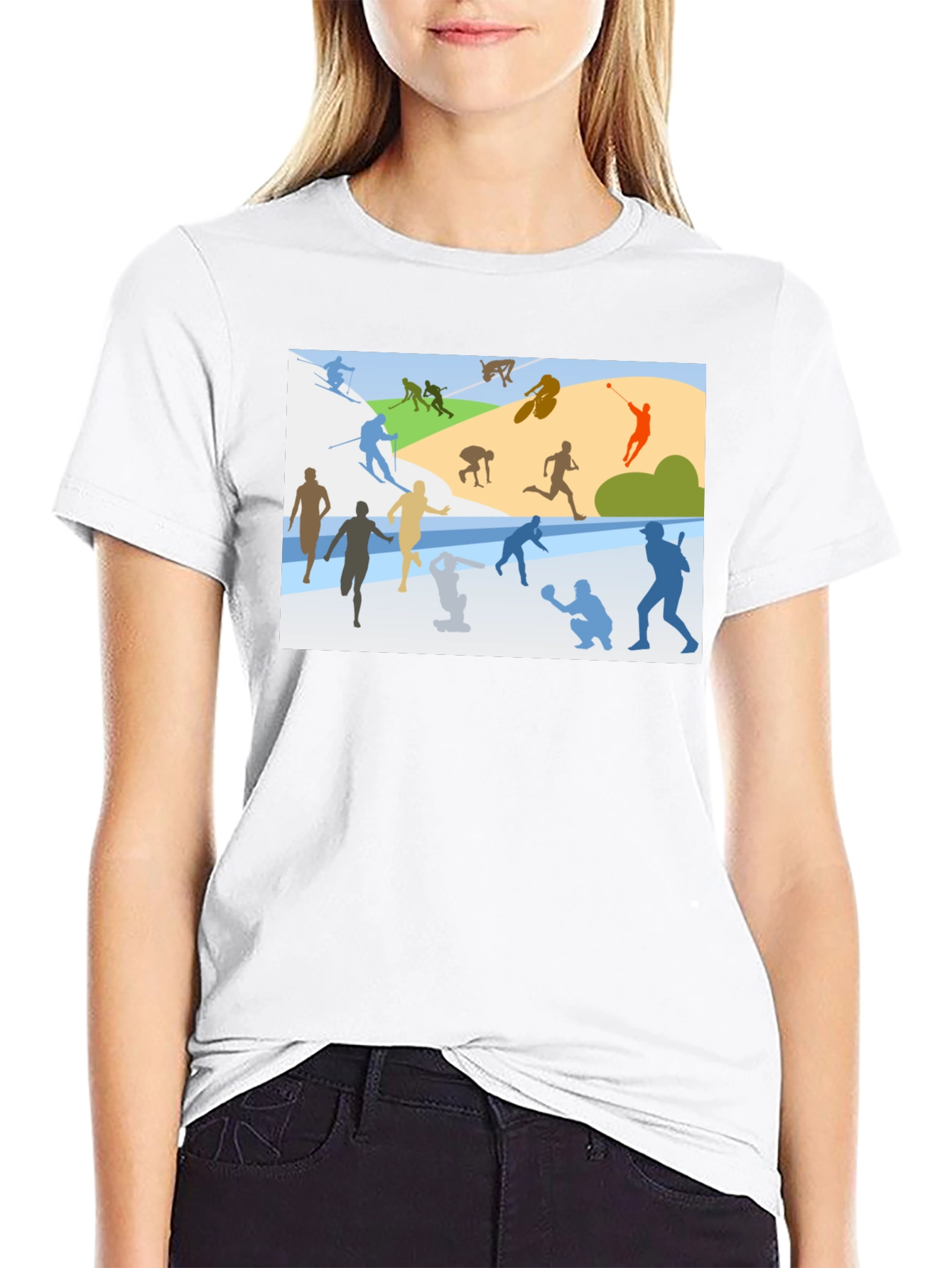 Sports Silhouette Graphic Black T-Shirt
