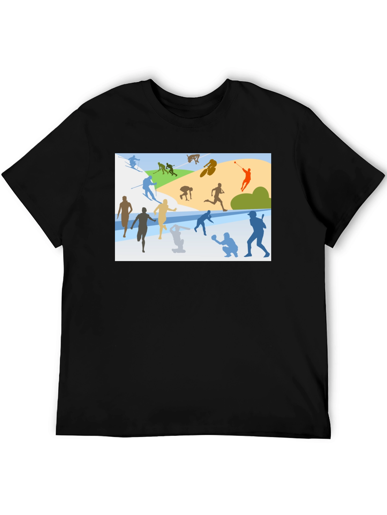 Sports Silhouette Graphic Black T-Shirt