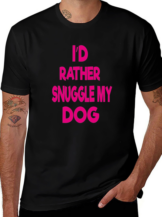 Snuggle My Dog Black T-Shirt