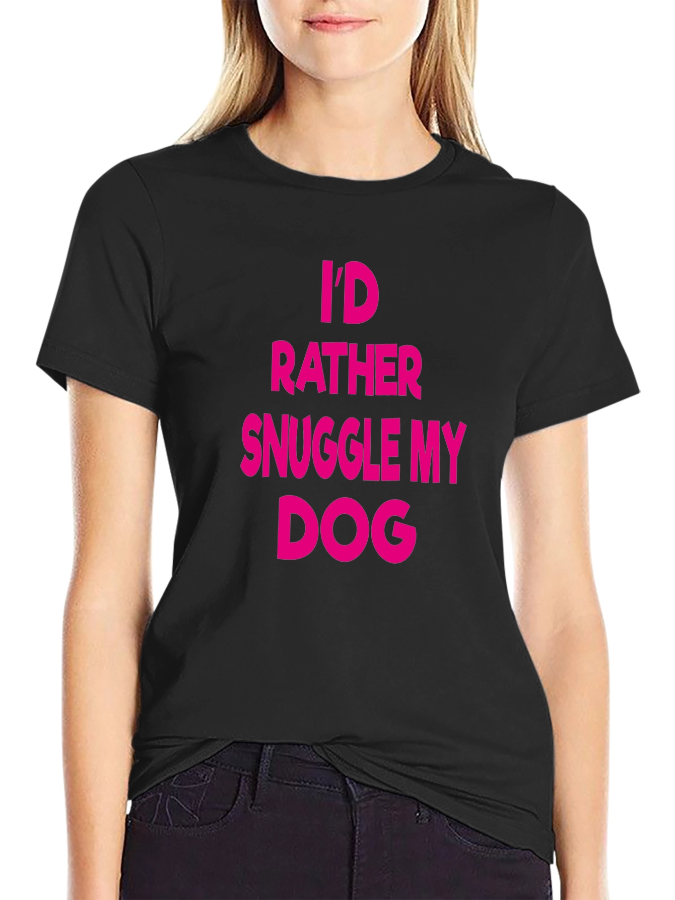 Snuggle My Dog Black T-Shirt