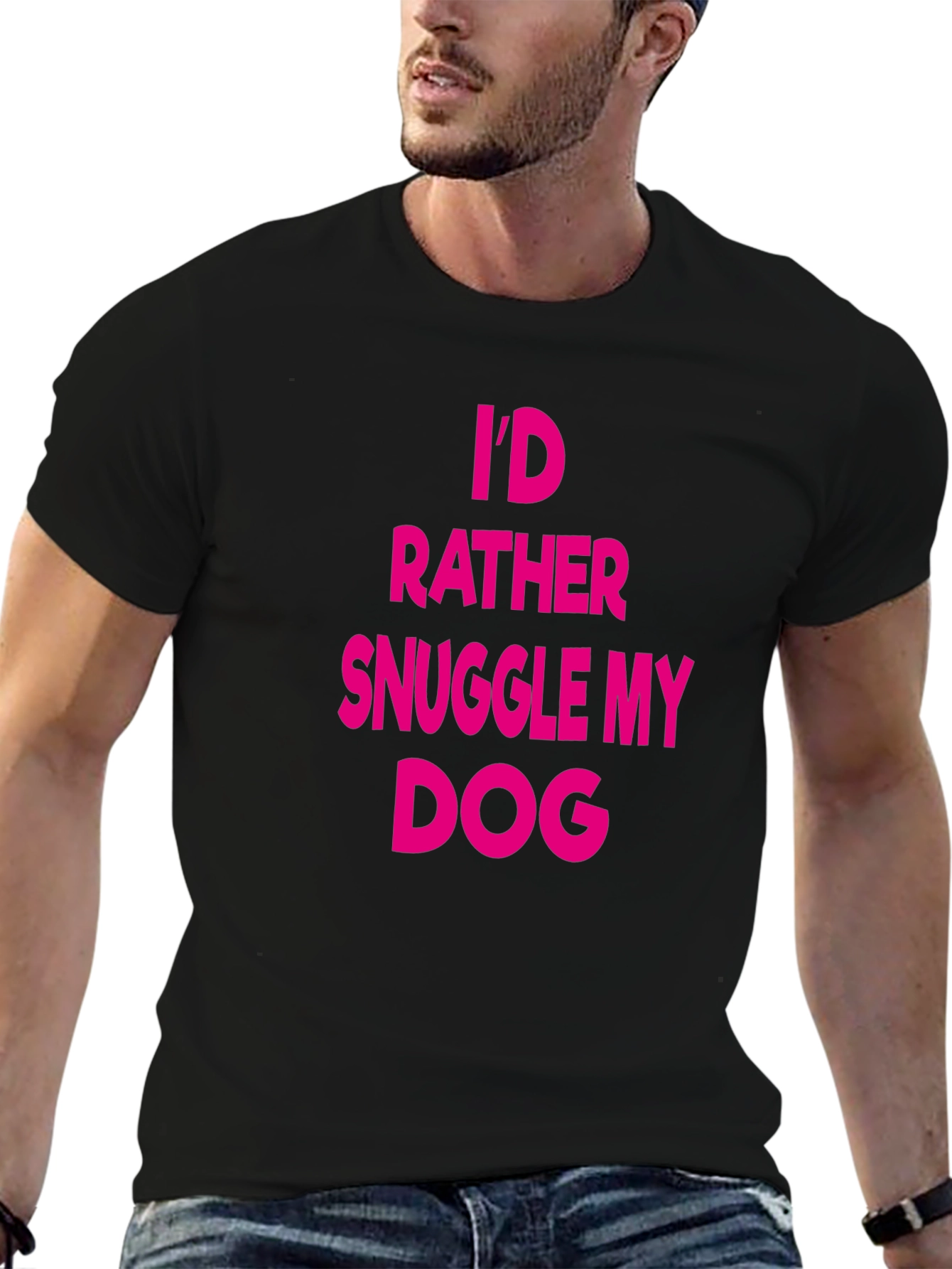 Snuggle My Dog Black T-Shirt