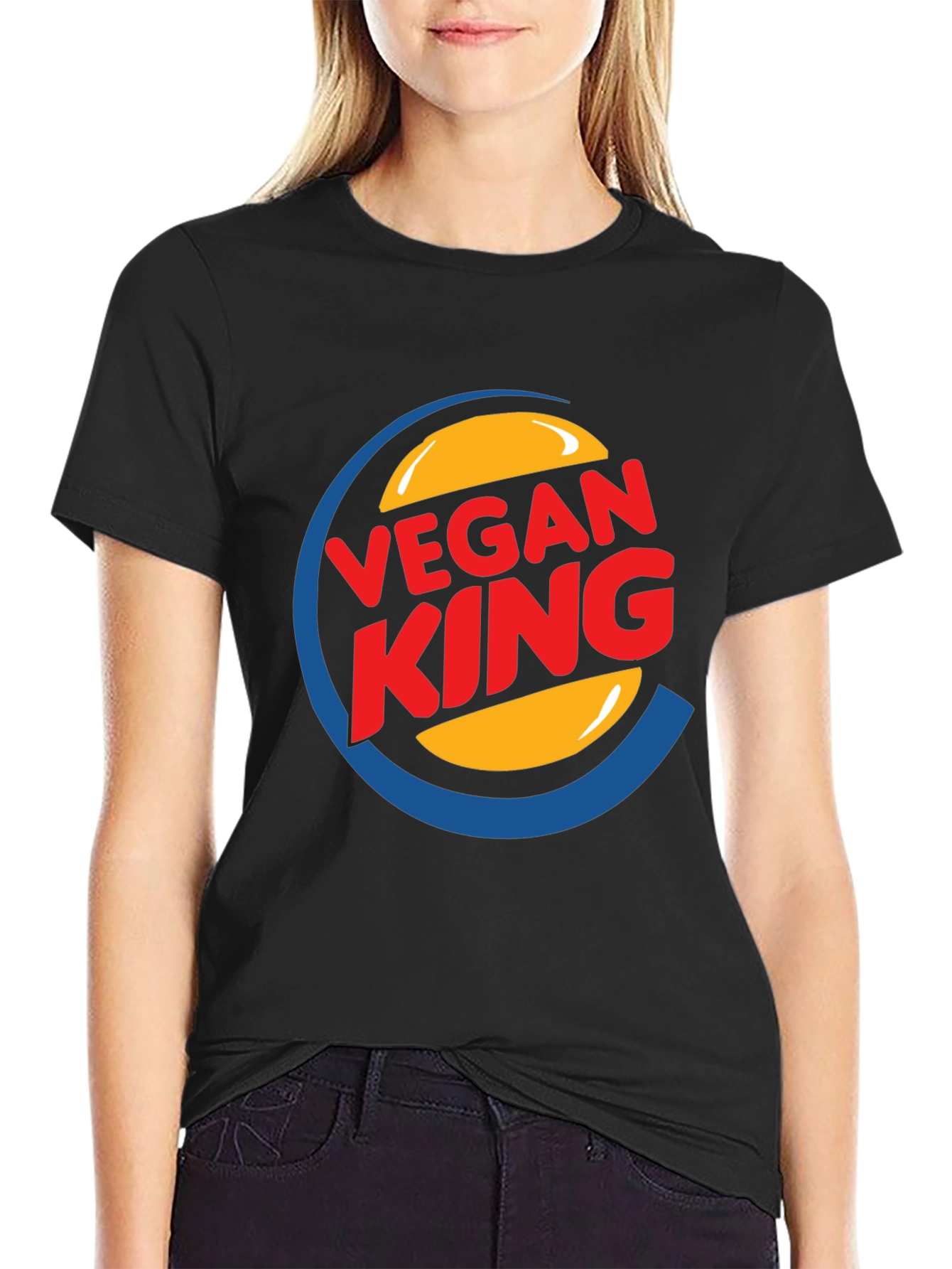 Vegan King Graphic Tee - Black Cotton Blend