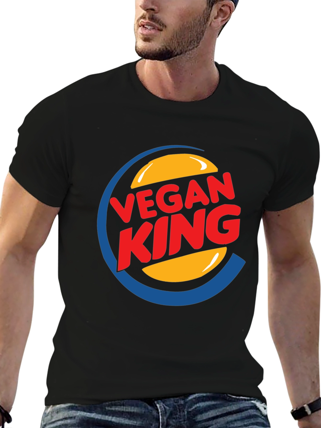 Vegan King Graphic Tee - Black Cotton Blend