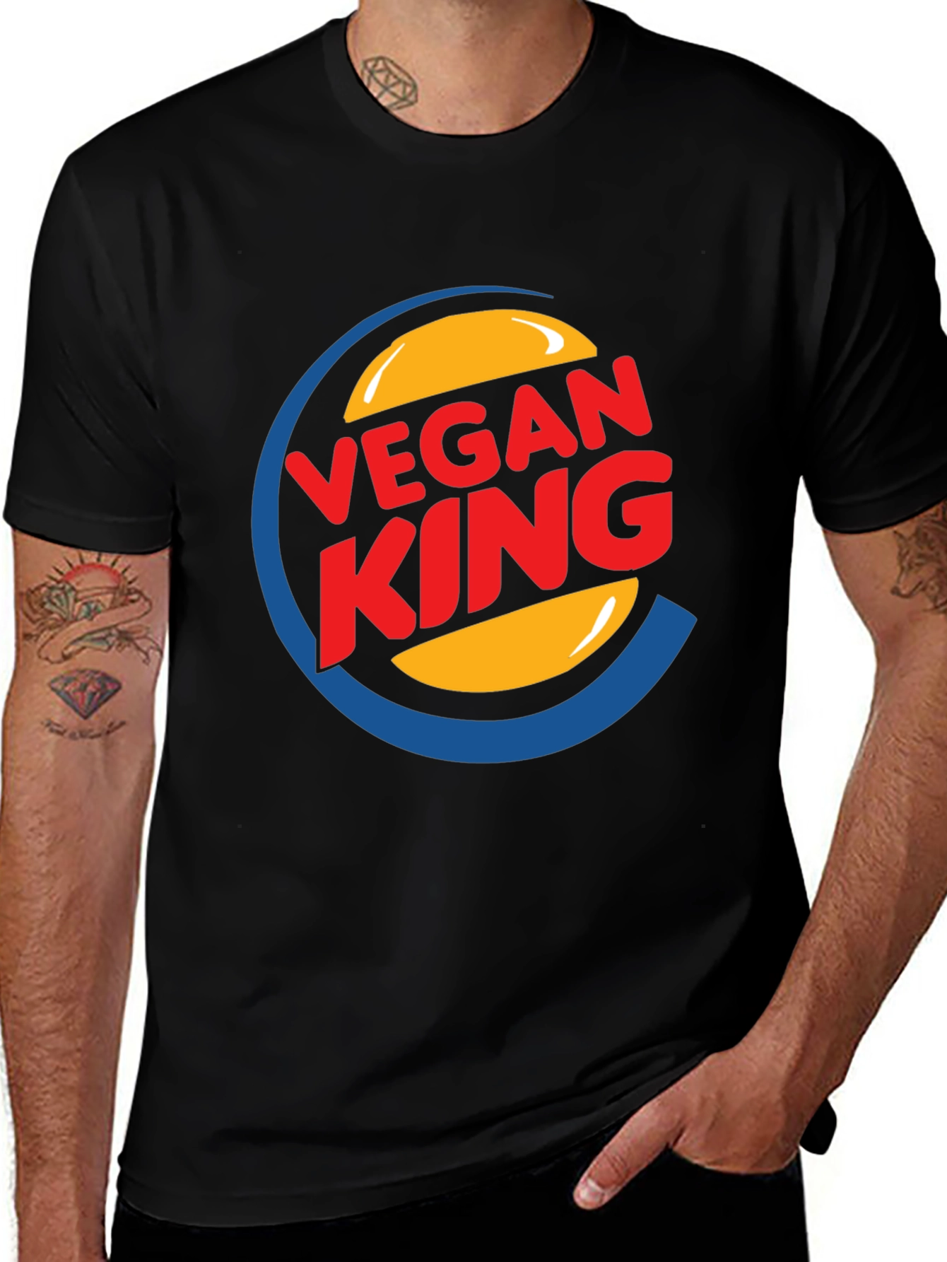 Vegan King Graphic Tee - Black Cotton Blend
