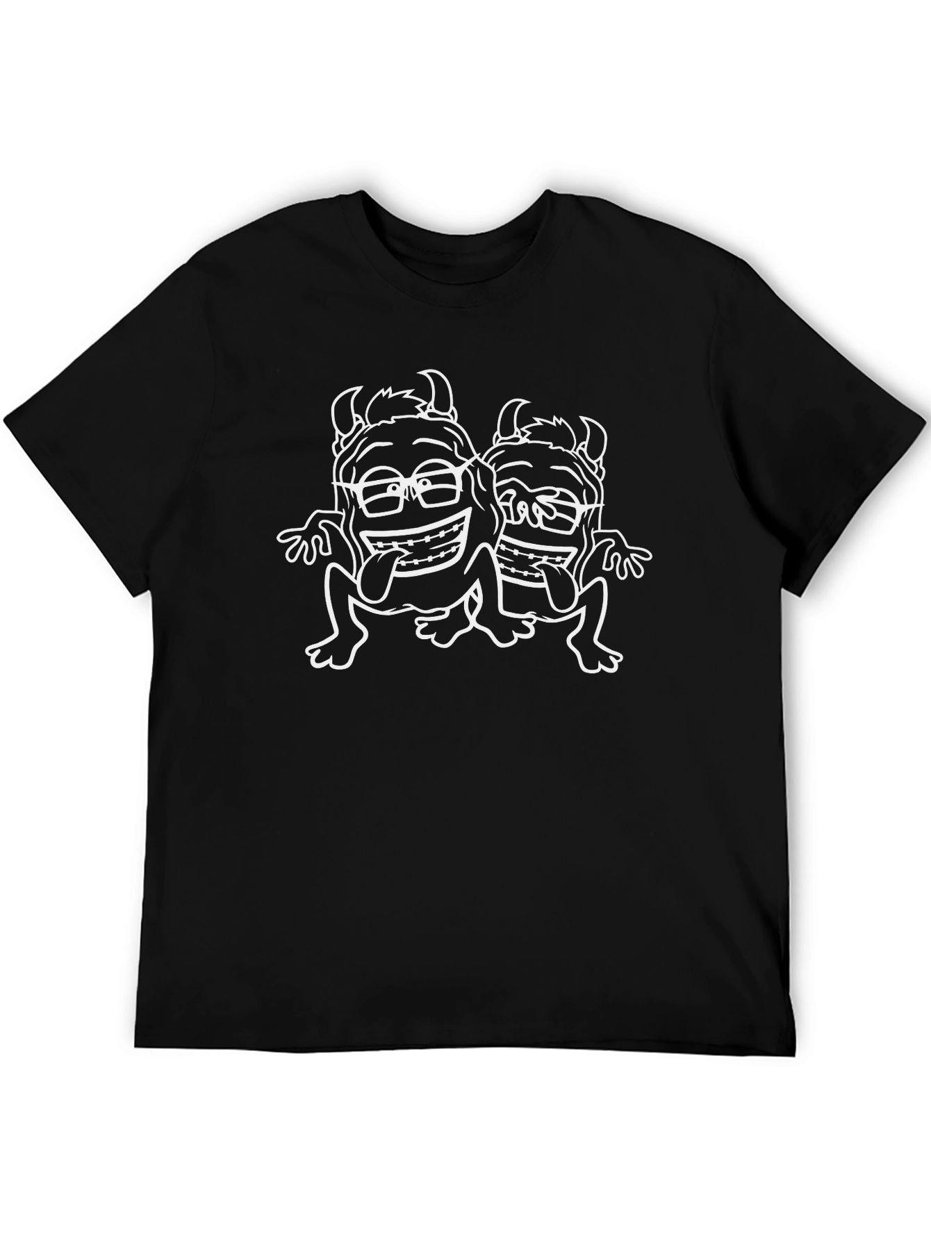 Funny Cartoon Monsters Black T-Shirt