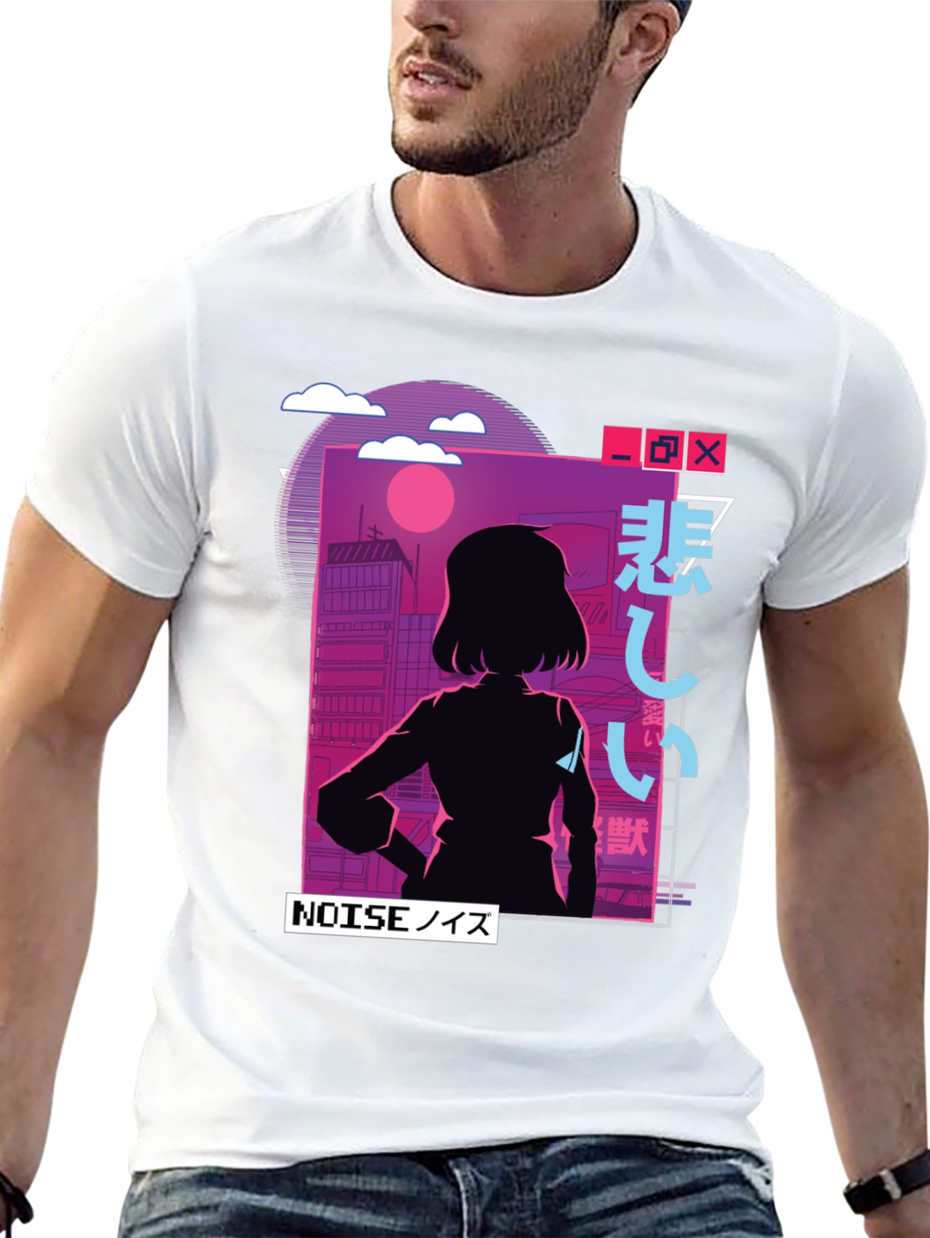 Anime Girl NOISE Graphic T-Shirt - Vaporwave Aesthetic