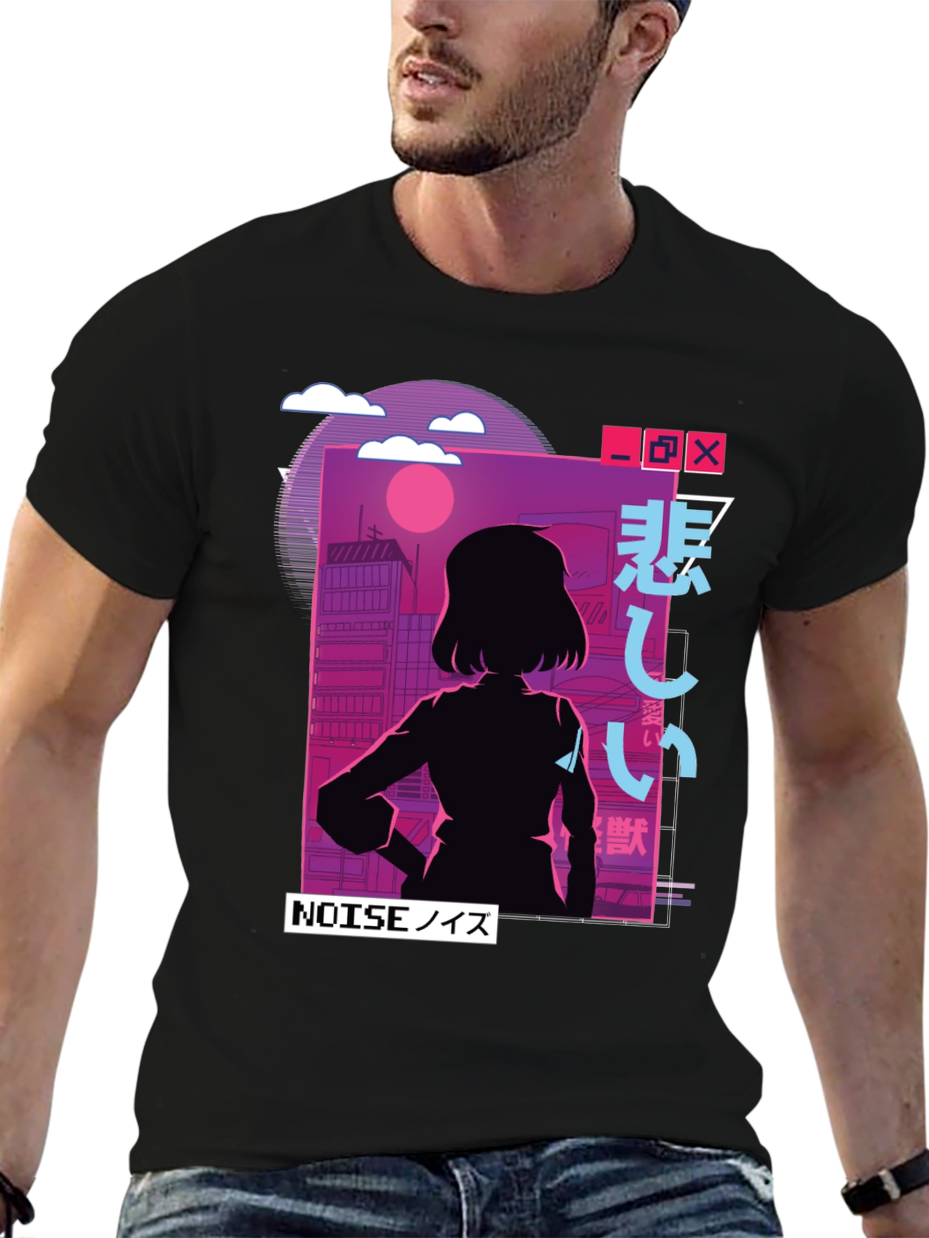 Anime Girl NOISE Graphic T-Shirt - Vaporwave Aesthetic