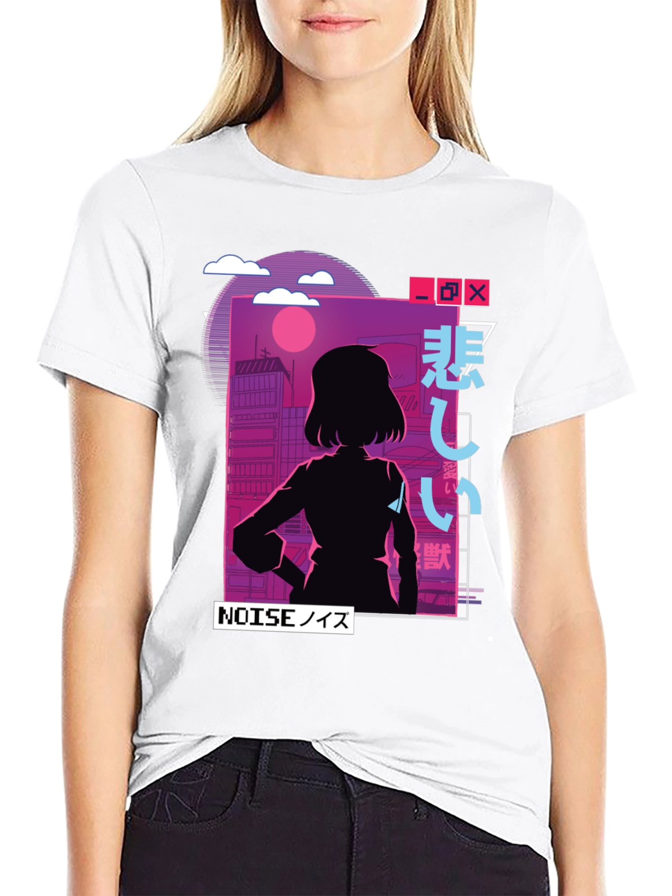 Anime Girl NOISE Graphic T-Shirt - Vaporwave Aesthetic