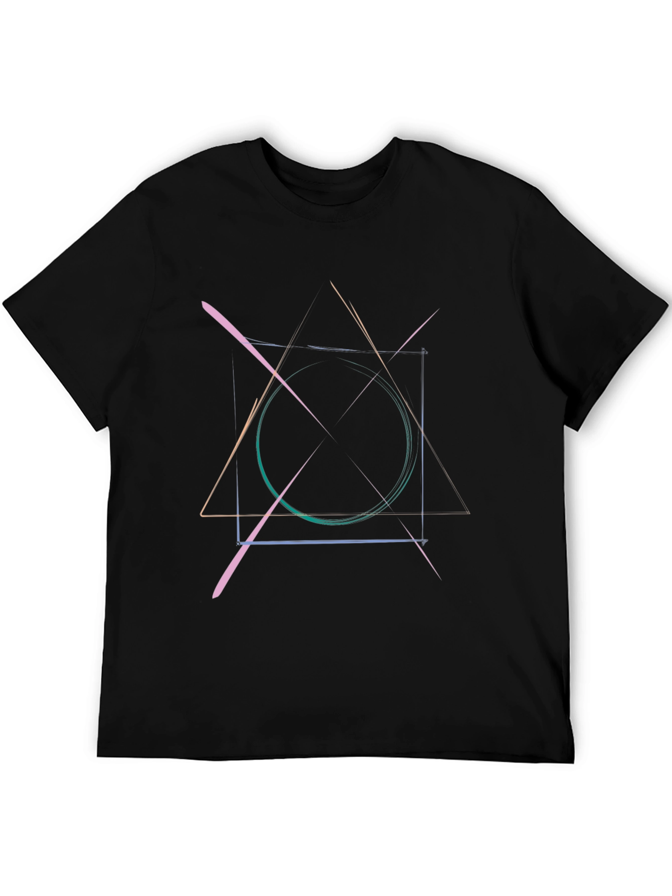 Abstract Geometric Graphic Print Black T-Shirt