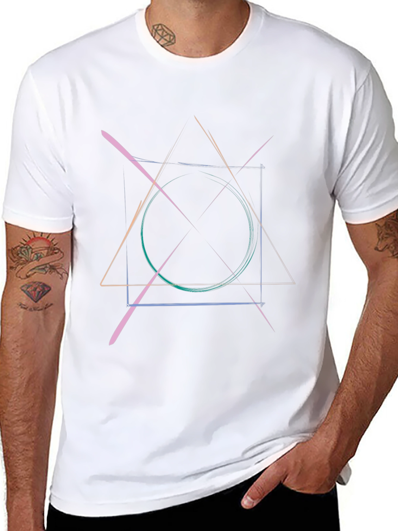 Abstract Geometric Graphic Print Black T-Shirt
