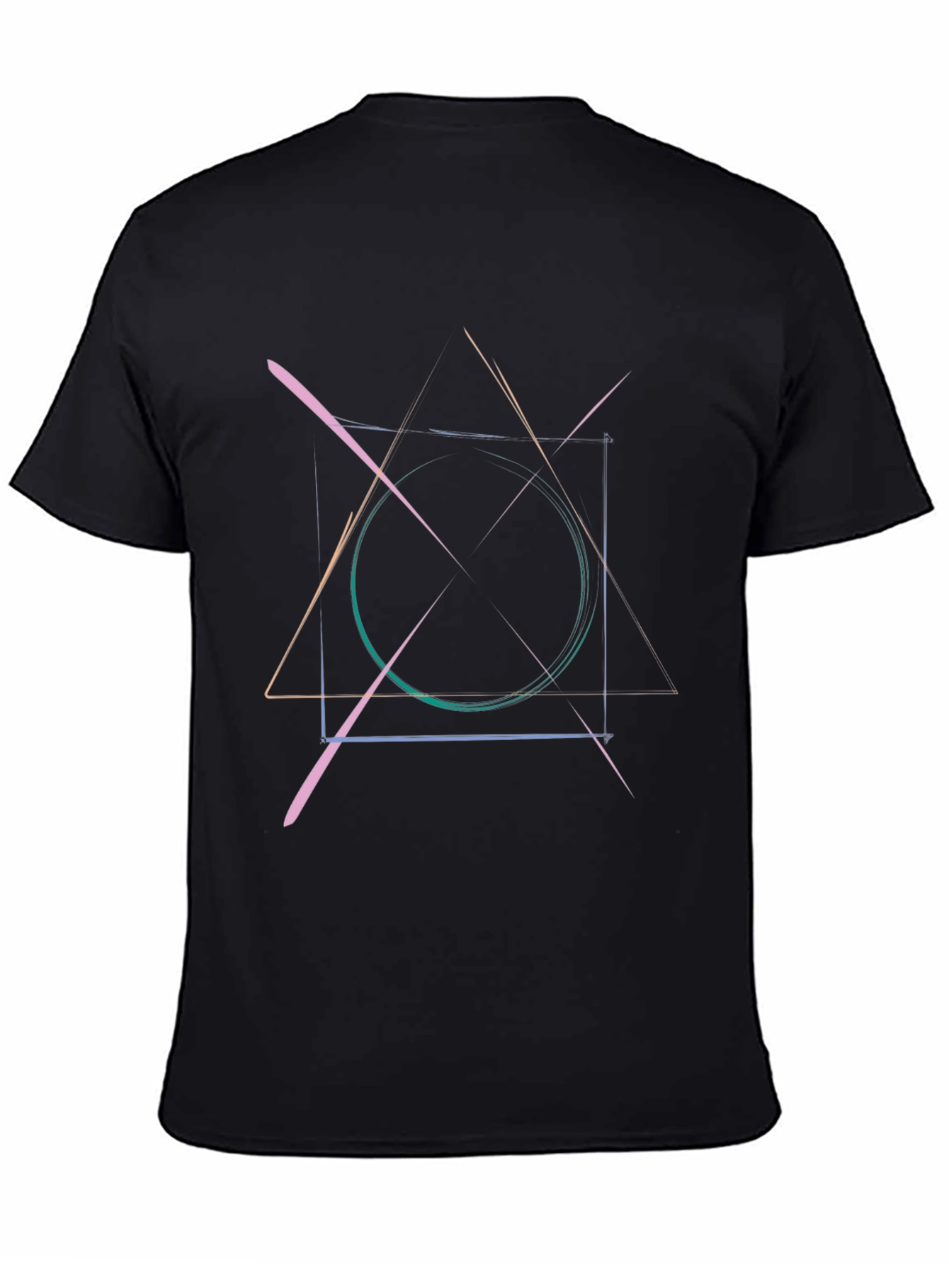 Abstract Geometric Graphic Print Black T-Shirt