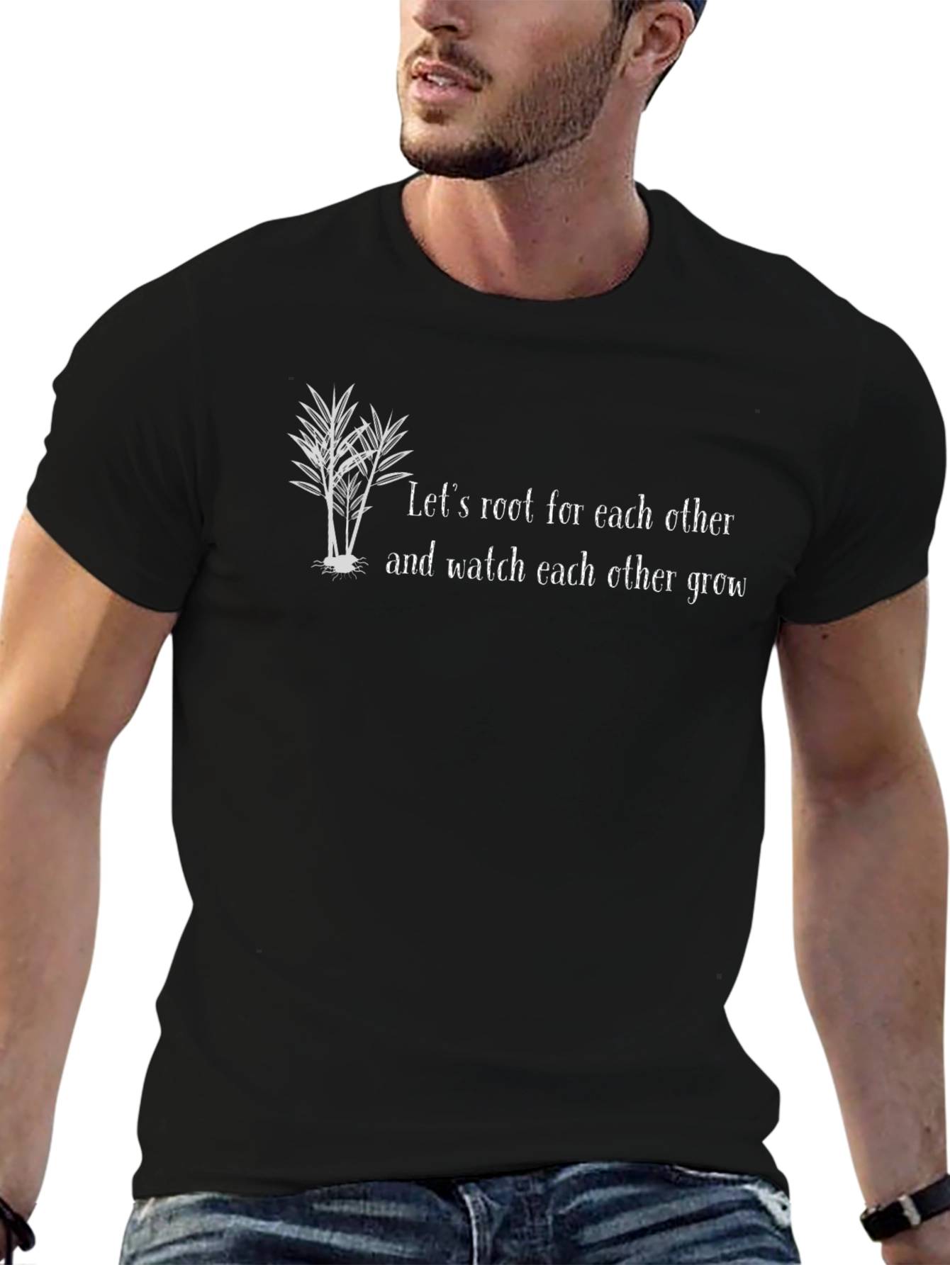 Inspirational Root for Each Other Black T-Shirt