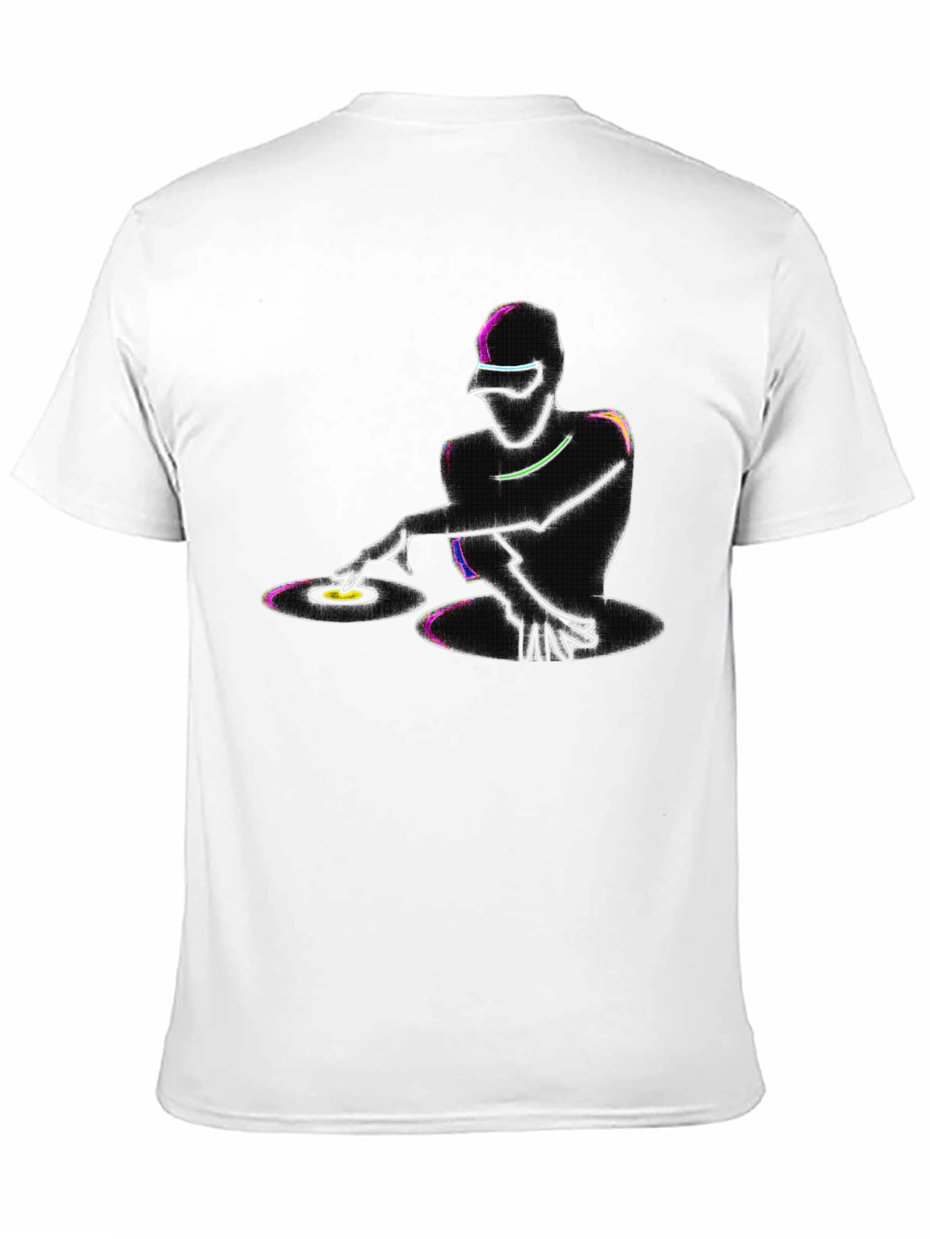 Neon DJ Graphic T-Shirt - Black Cotton Blend