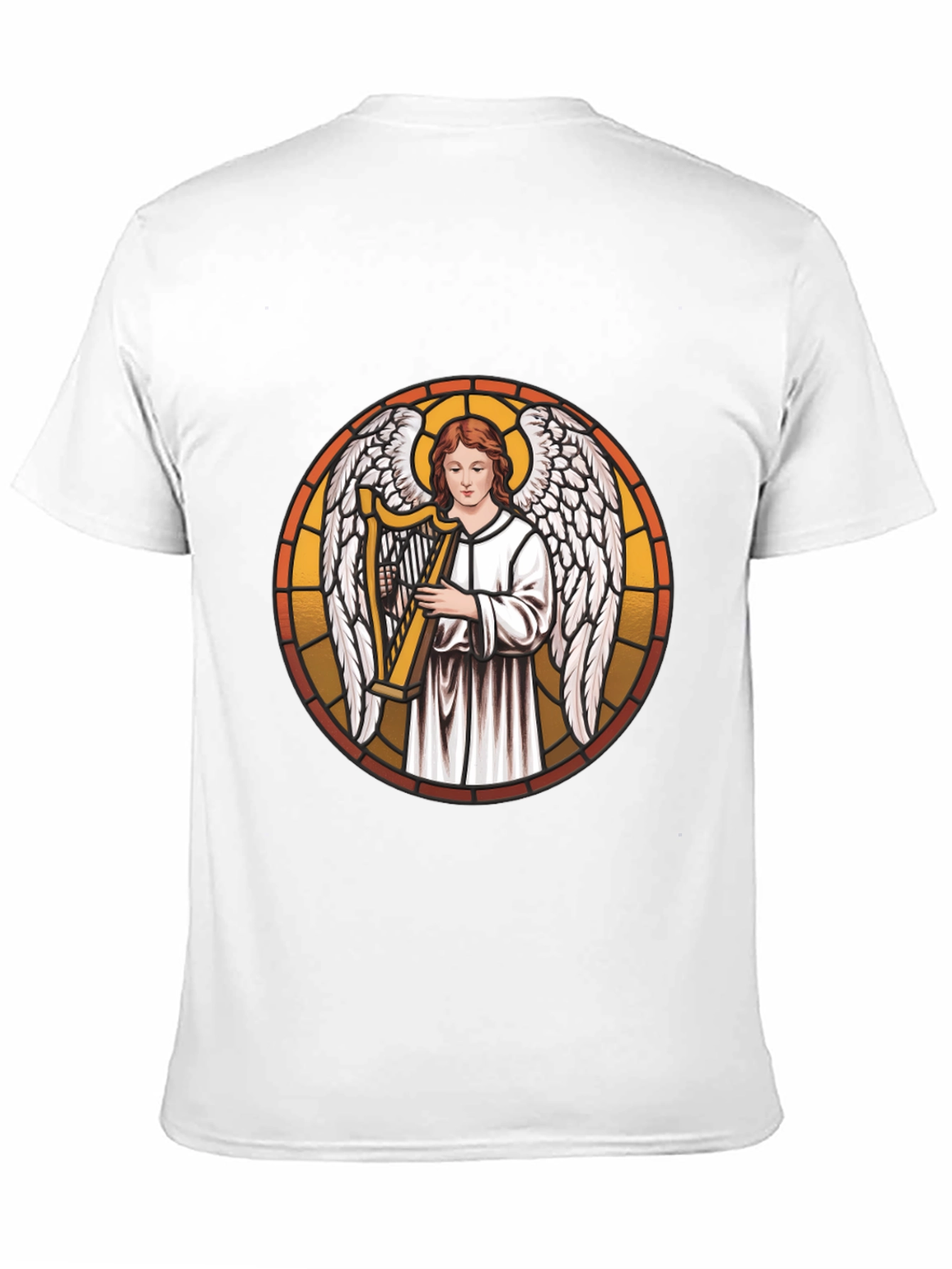 Angel Harpist Black T-Shirt - Religious Graphic Tee