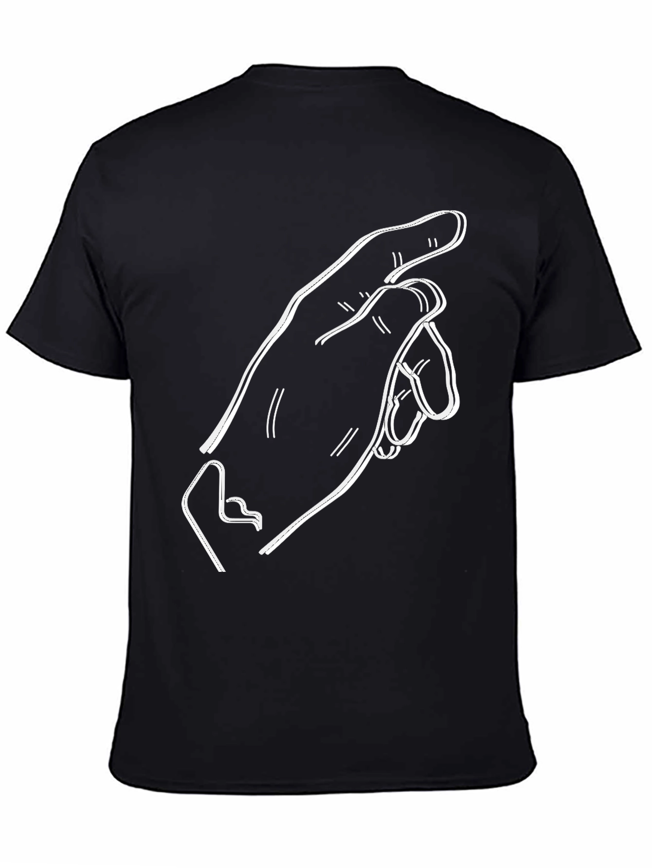 Black Tee with Hand Gesture Graphic Print
