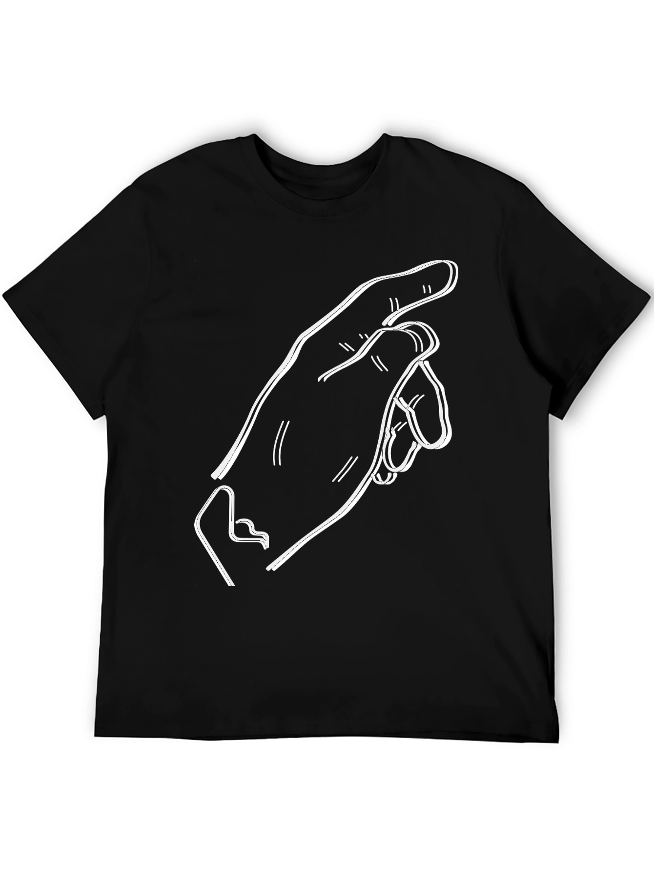 Black Tee with Hand Gesture Graphic Print
