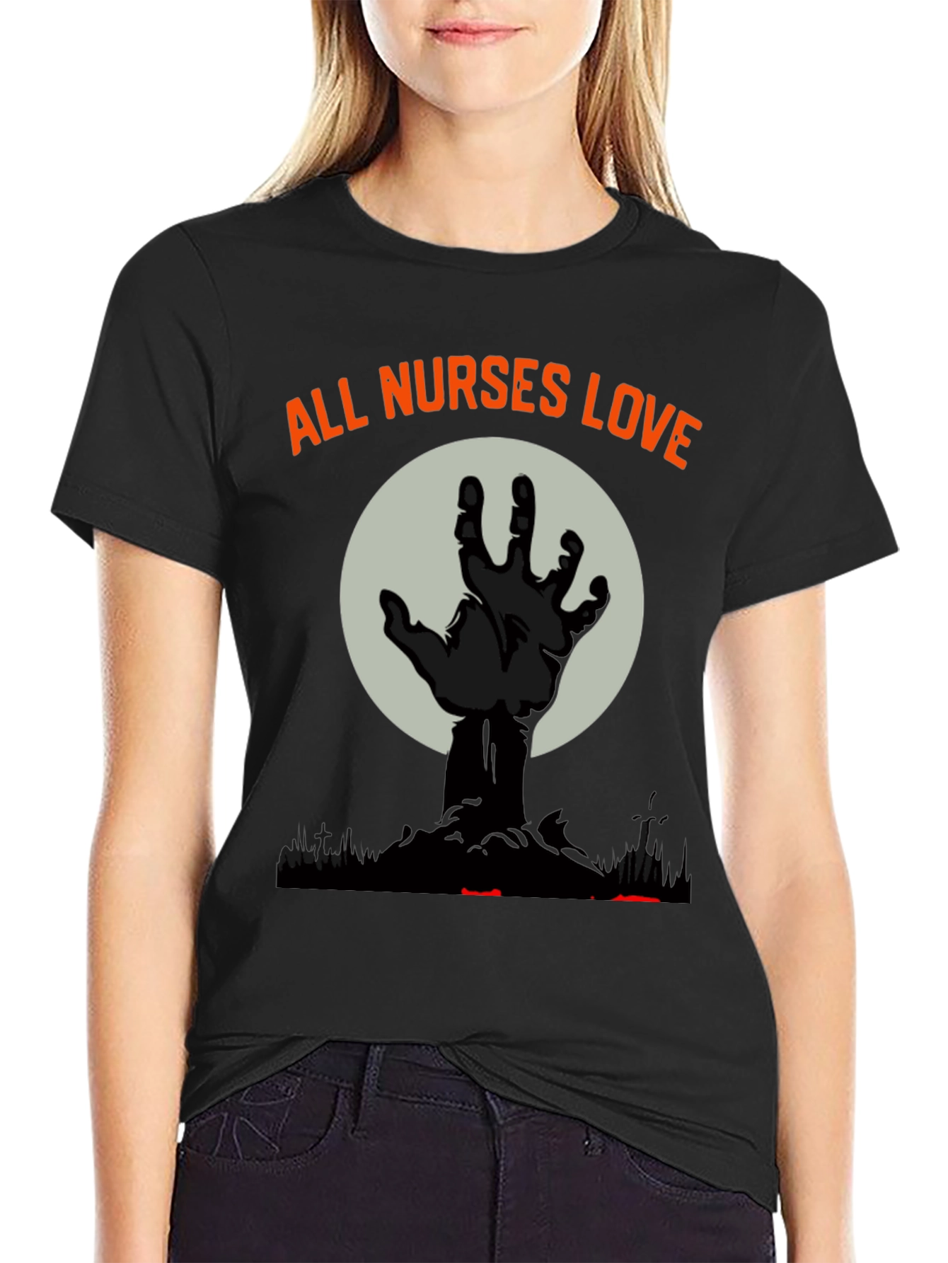 Nurses Halloween T-Shirt - Zombie Hand Graphic Tee