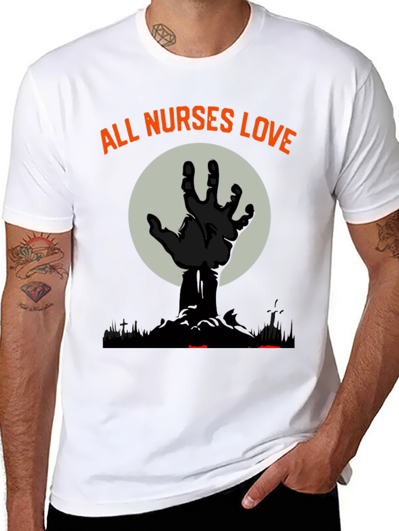 Nurses Halloween T-Shirt - Zombie Hand Graphic Tee