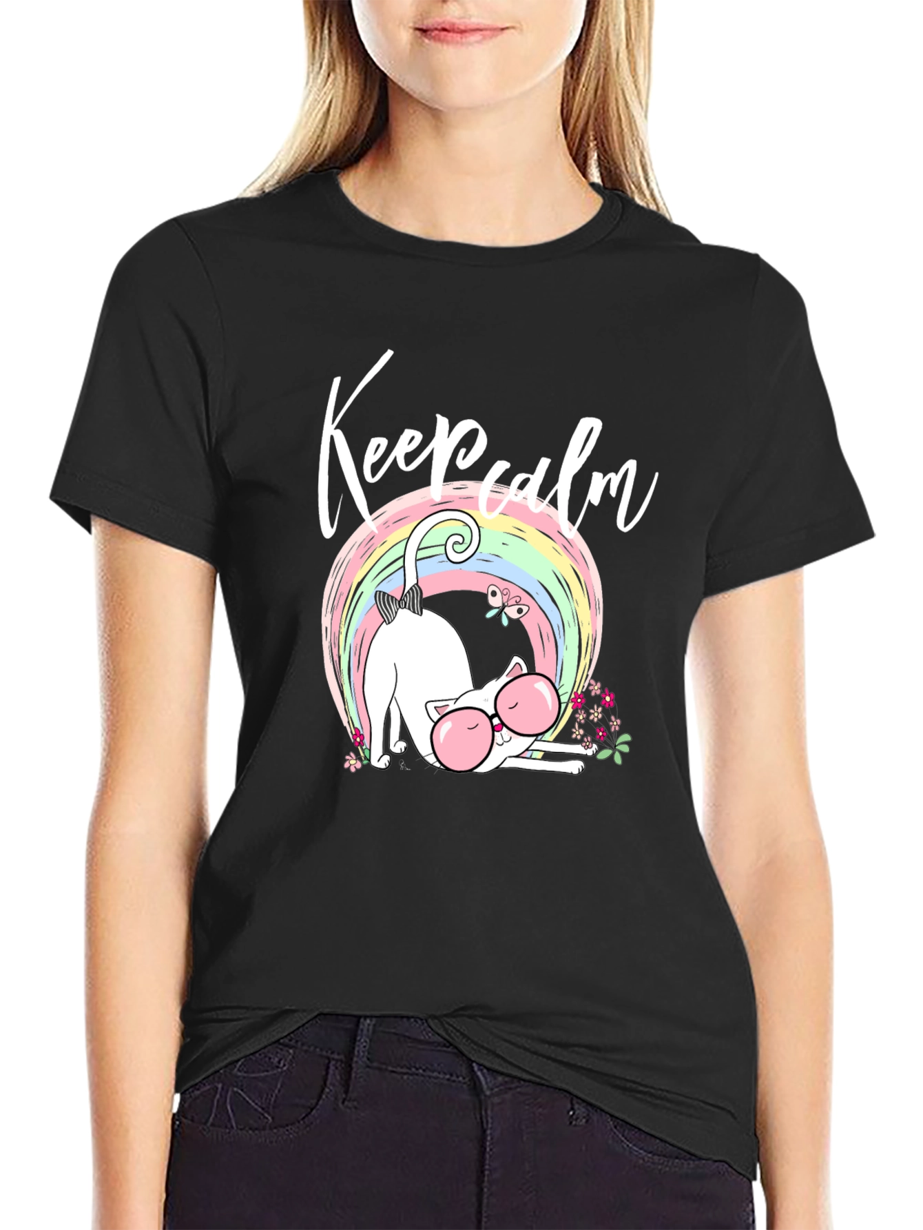 Keep Calm Cat Rainbow T-Shirt
