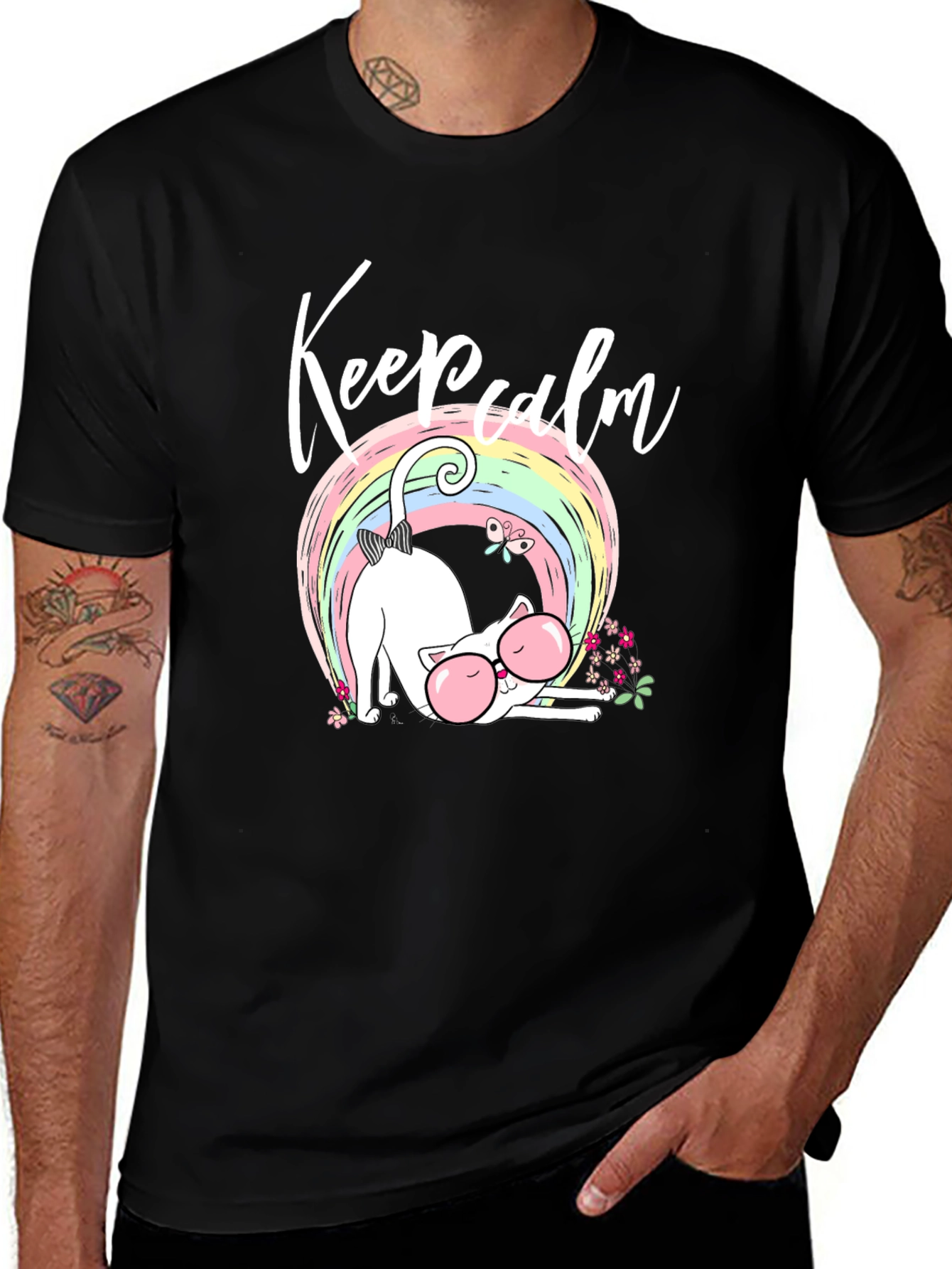 Keep Calm Cat Rainbow T-Shirt