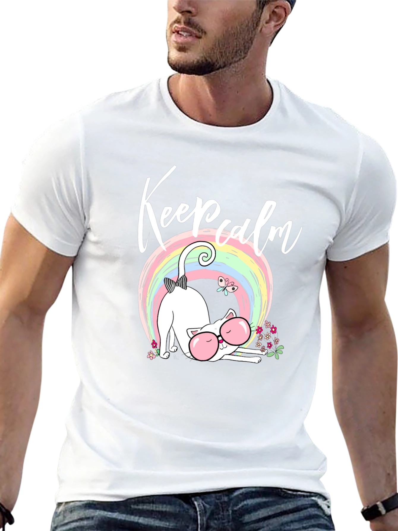 Keep Calm Cat Rainbow T-Shirt