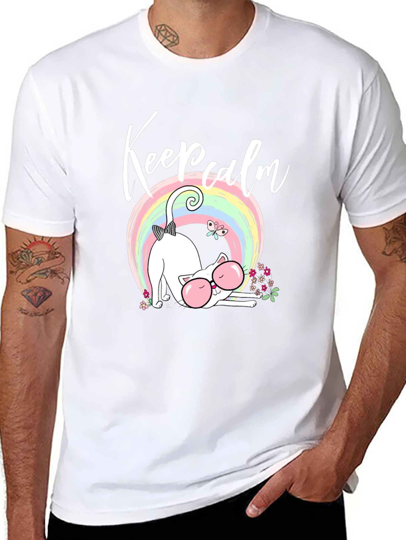 Keep Calm Cat Rainbow T-Shirt