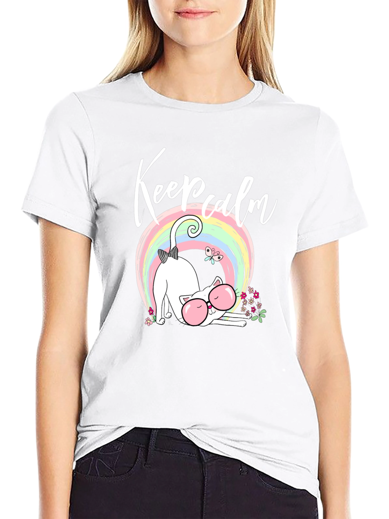 Keep Calm Cat Rainbow T-Shirt