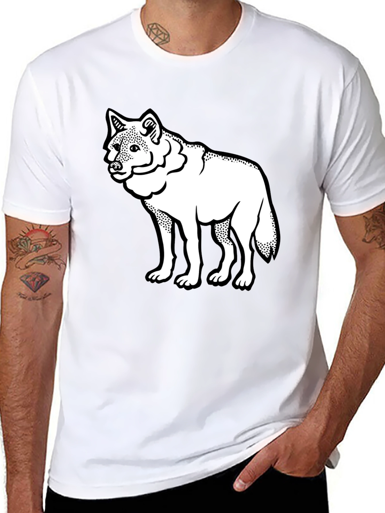 Wolf Graphic Tee - Mens Black Cotton T-Shirt