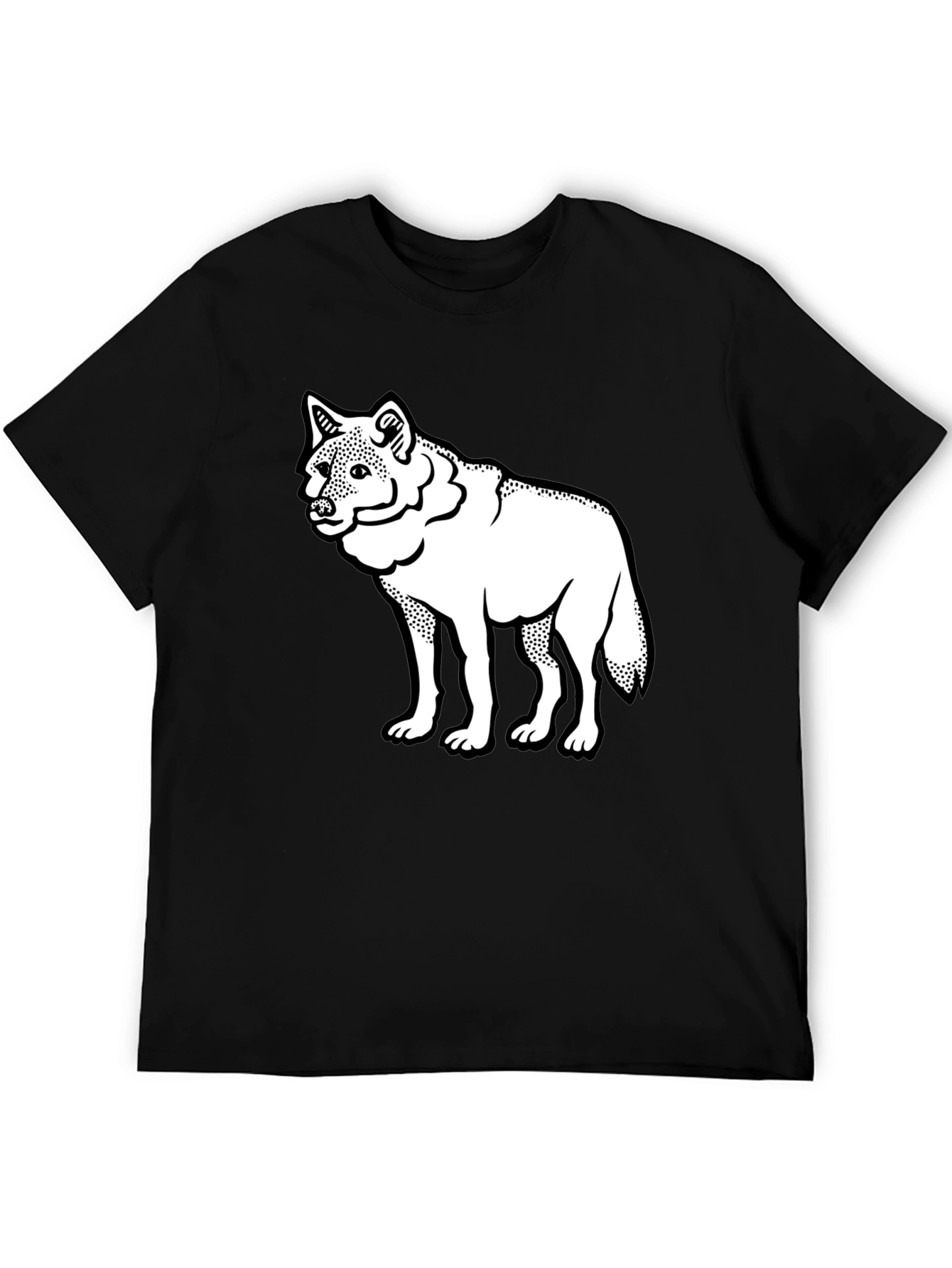 Wolf Graphic Tee - Mens Black Cotton T-Shirt