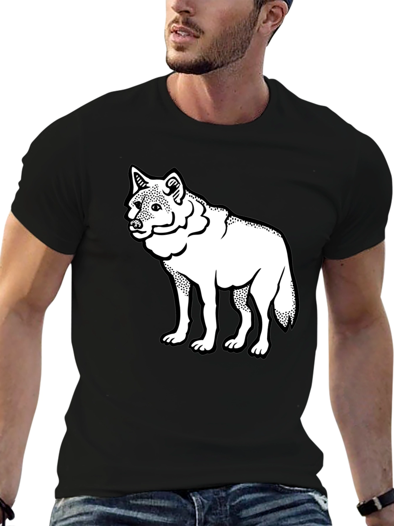 Wolf Graphic Tee - Mens Black Cotton T-Shirt
