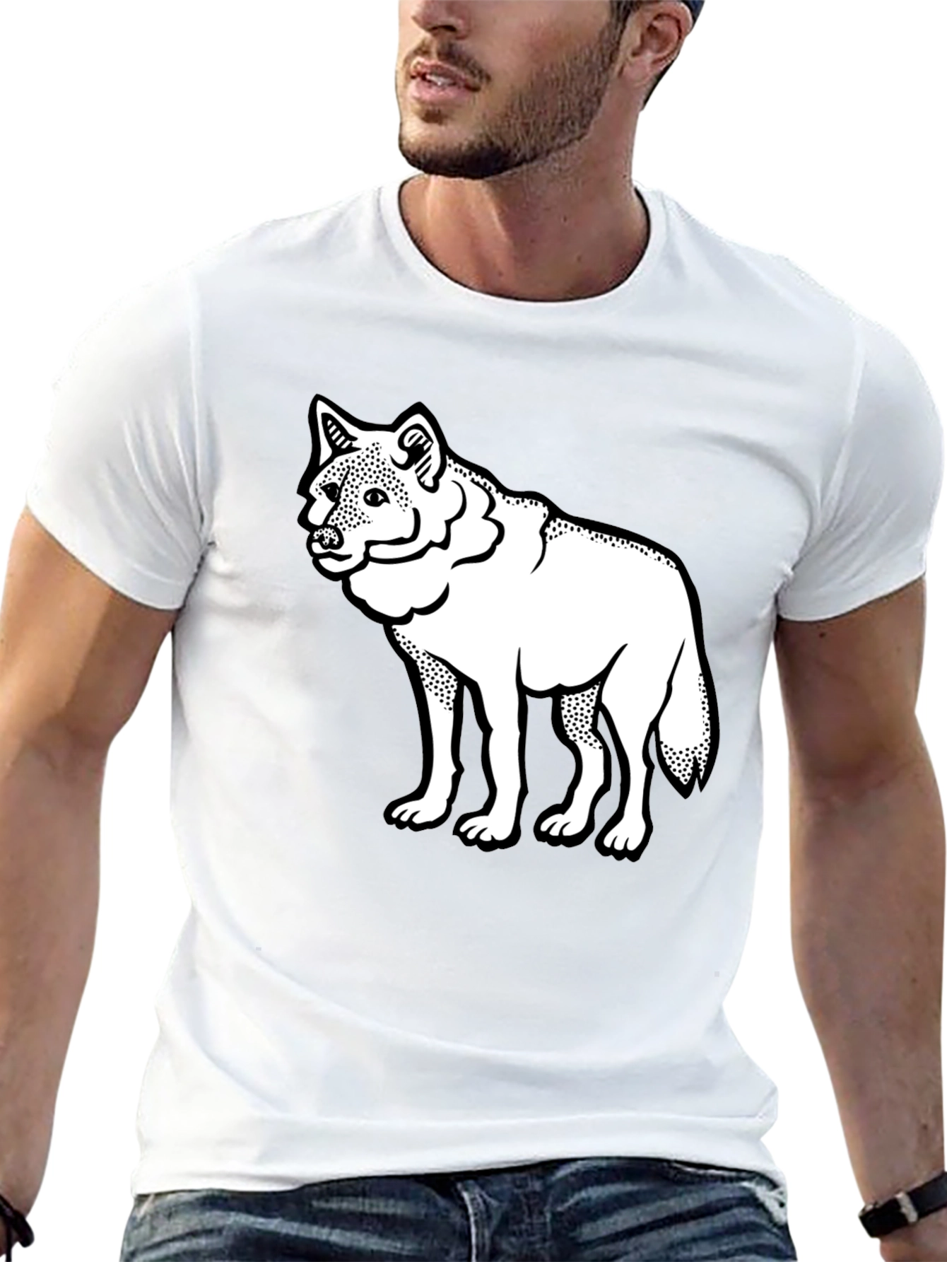 Wolf Graphic Tee - Mens Black Cotton T-Shirt