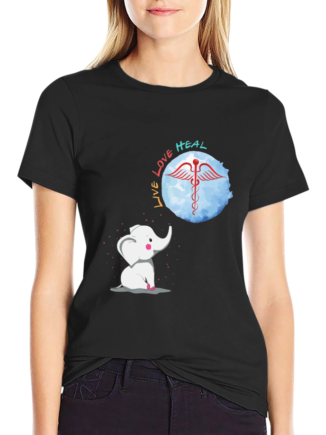 Elephant Live Love Heal Graphic T-Shirt