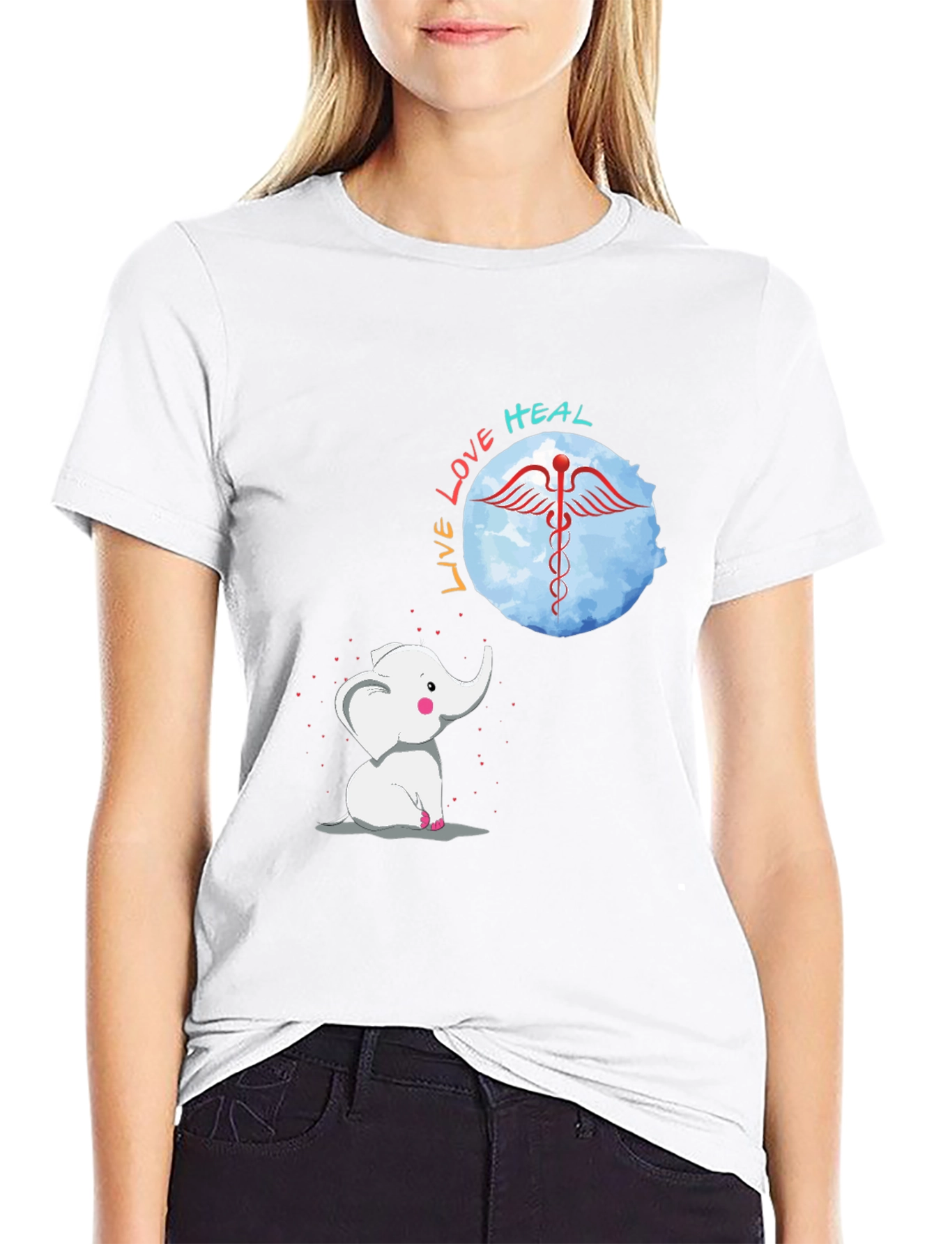 Elephant Live Love Heal Graphic T-Shirt