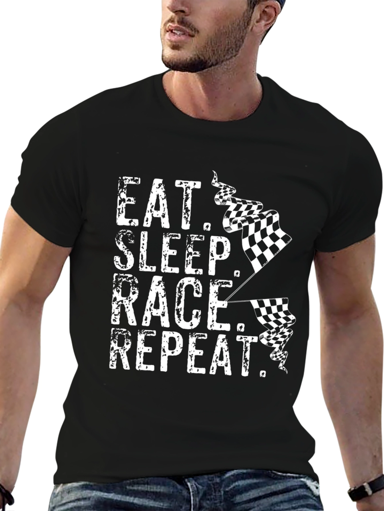 Eat Sleep Race Repeat T-Shirt - Racing Fan Apparel
