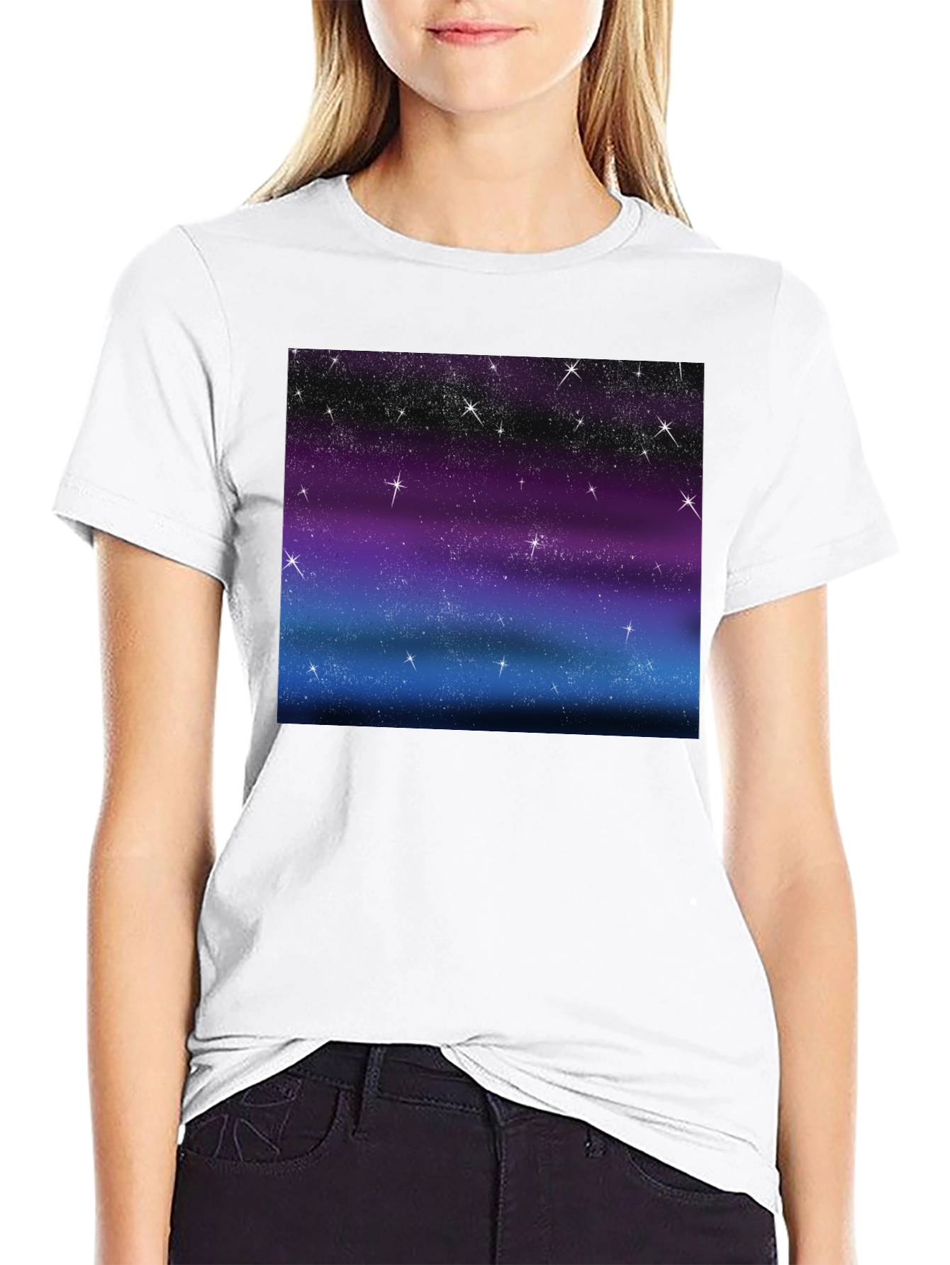 Galaxy Sky Starry Night Mens Black Tee